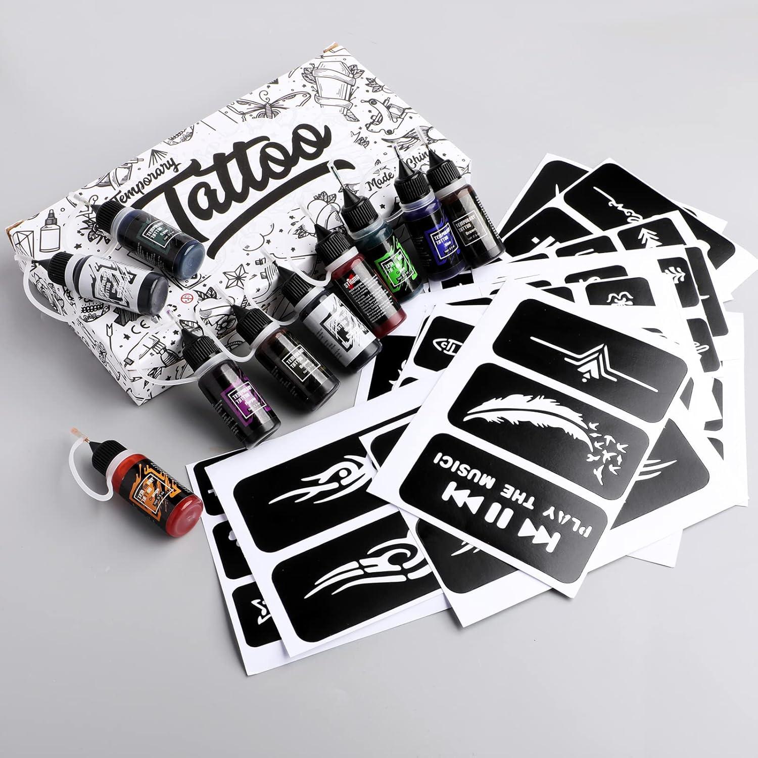Kit de Tatuajes Temporales Solong 10 Tintas y 84 Plantillas