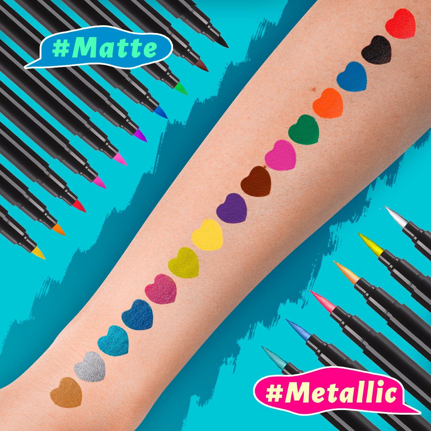 Kit de Marcadores de Tatuajes Temporales CORALMEE 16 Colores