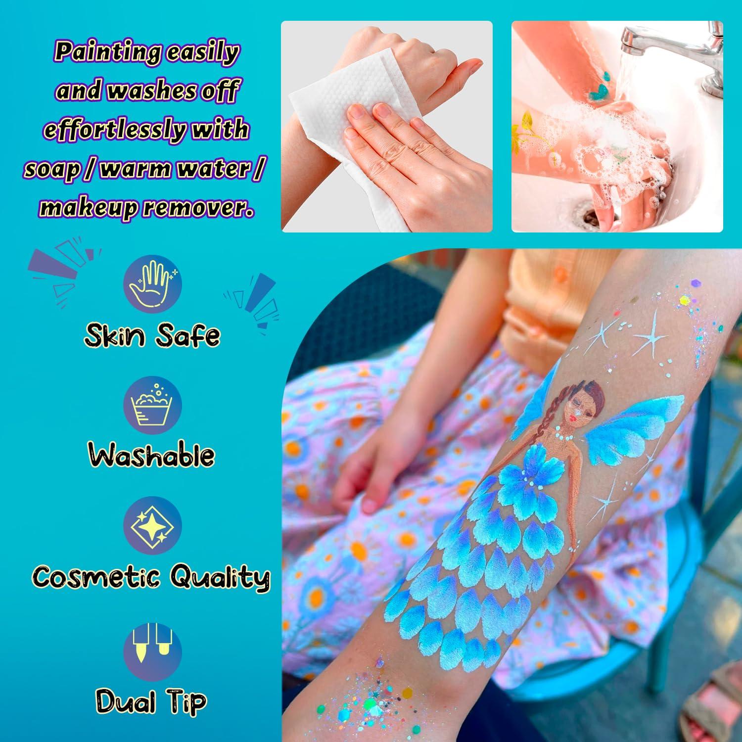 Kit de Marcadores de Tatuajes Temporales CORALMEE 16 Colores