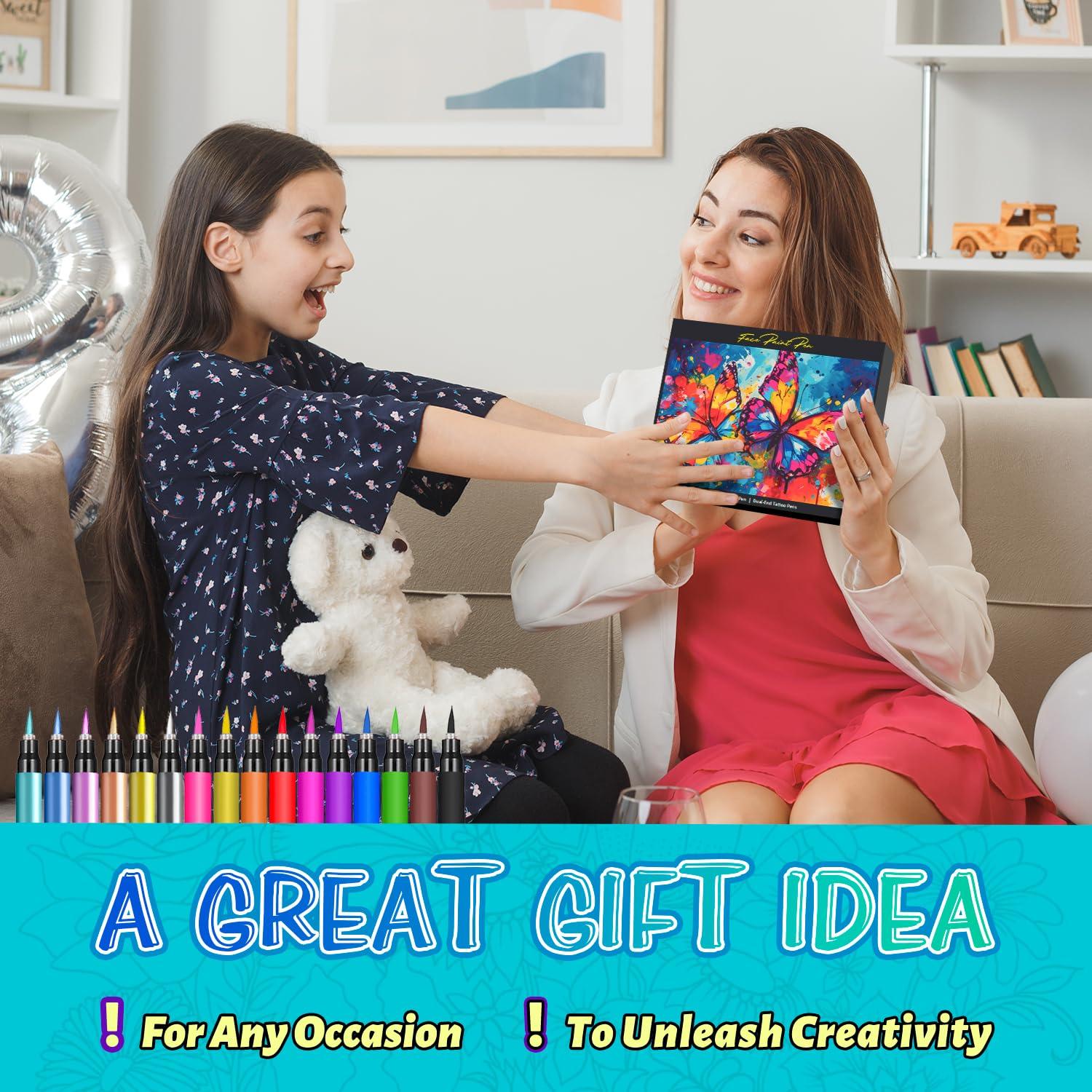 Kit de Marcadores de Tatuajes Temporales CORALMEE 16 Colores