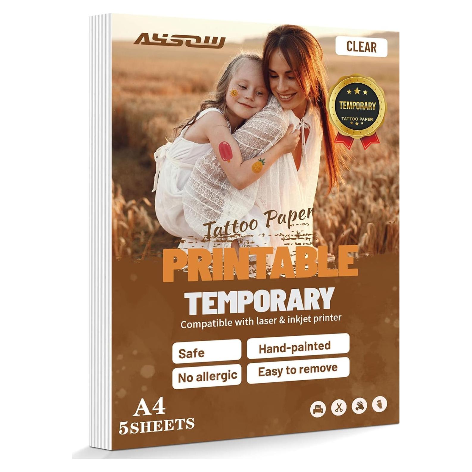 Papel de Tatuaje Temporal AYSOW A4 5 Hojas Impermeable