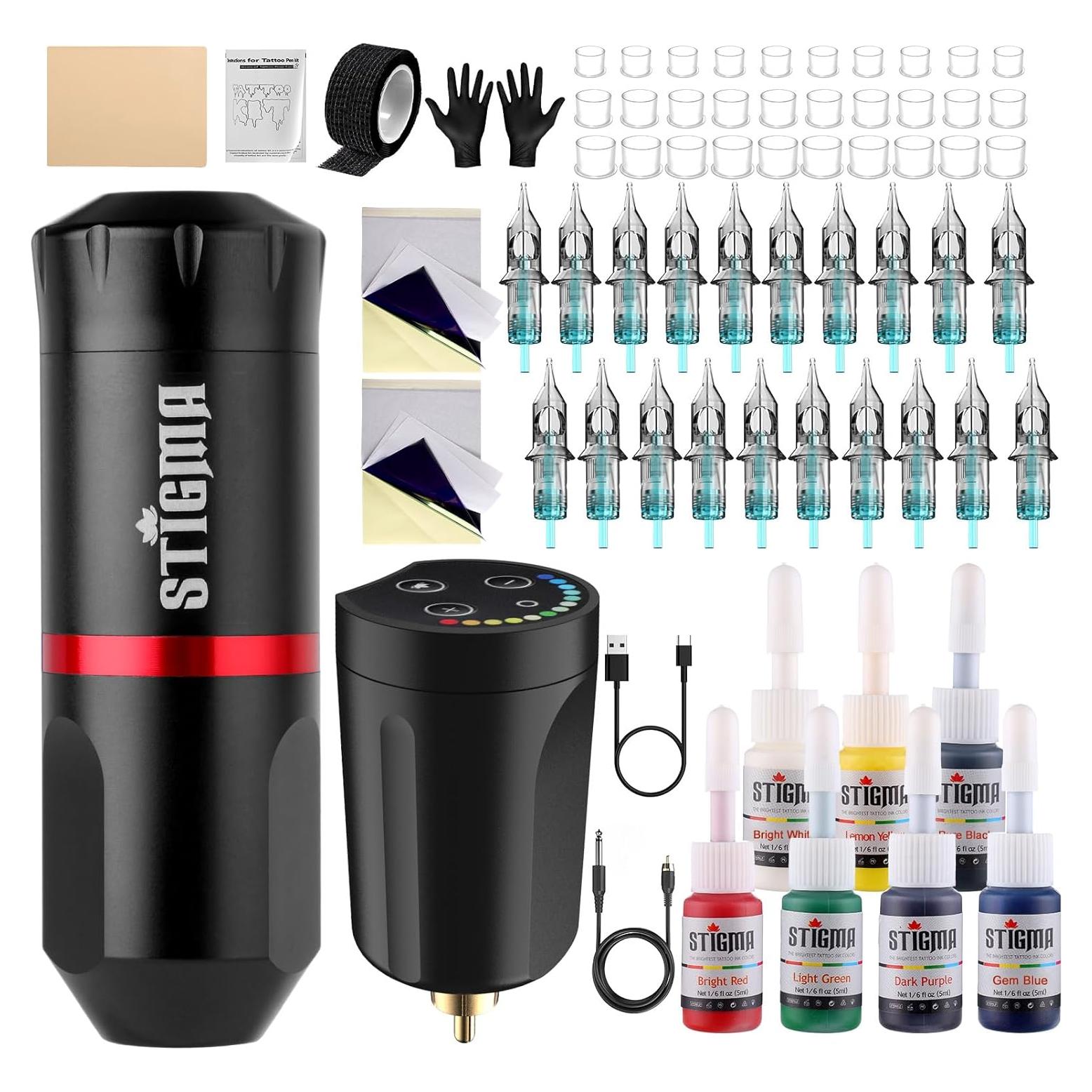 Kit de Tatuaje Inalámbrico STIGMA con Pluma y Batería 1400 mAh