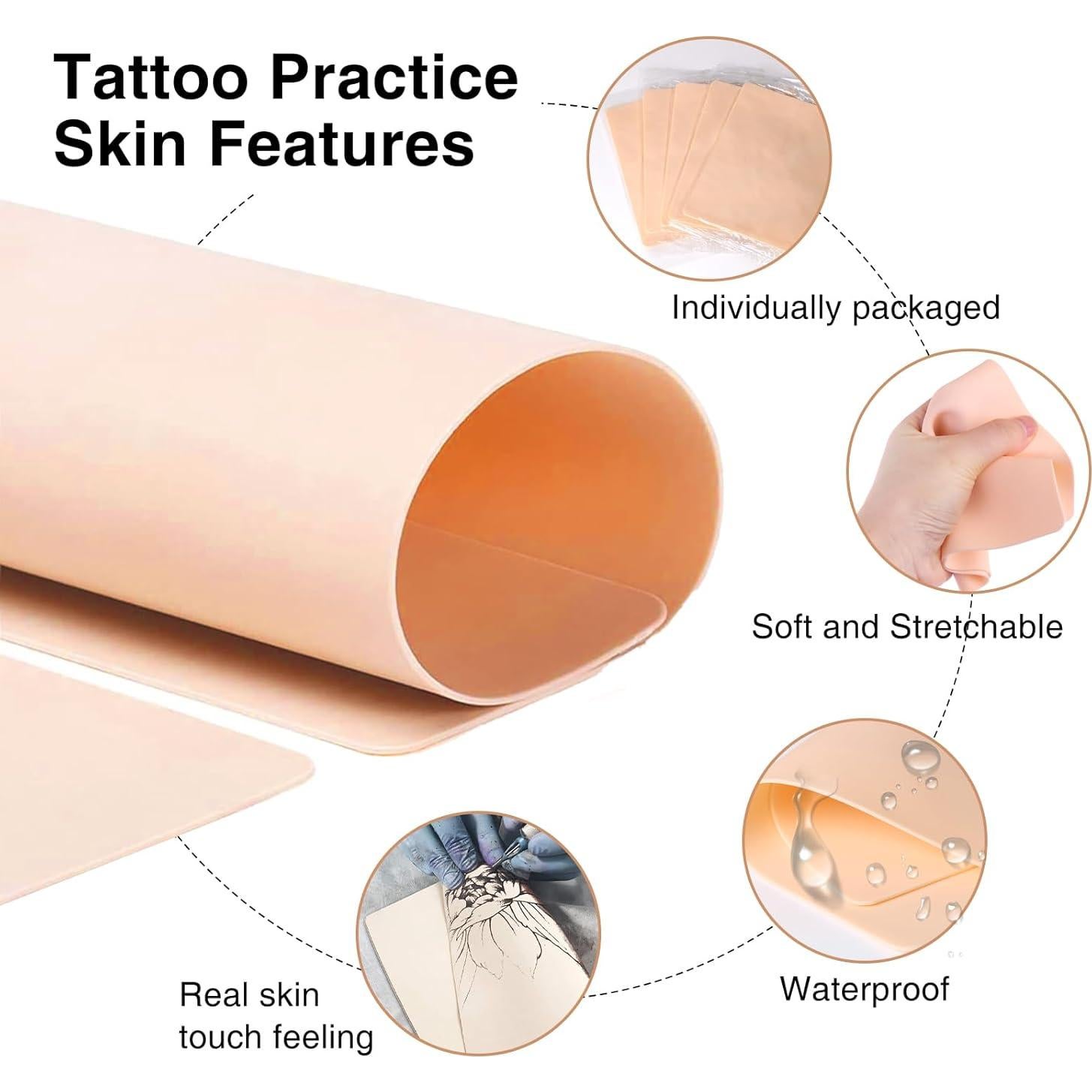 Kit de Práctica de Tatuaje Urknall 40PCS Piel y Papel