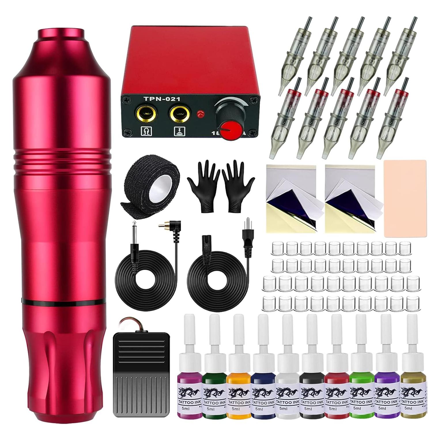 Kit de Tatuaje Profesional Blackbudda con 10 Agujas y Pigmentos