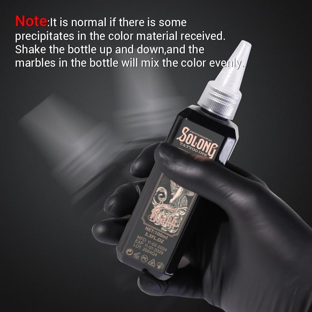 Tinta para Tatuajes Solong 100ml Negra Profesional
