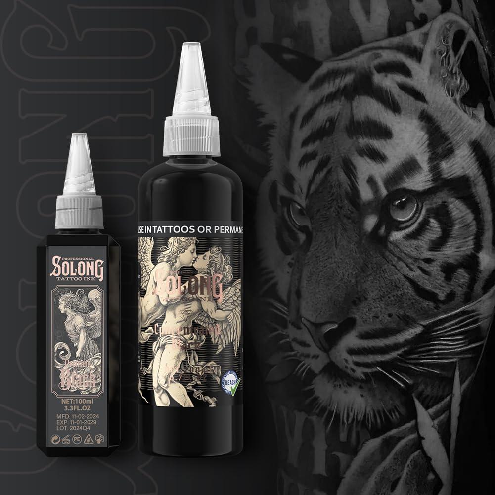 Tinta para Tatuajes Solong 100ml Negra Profesional