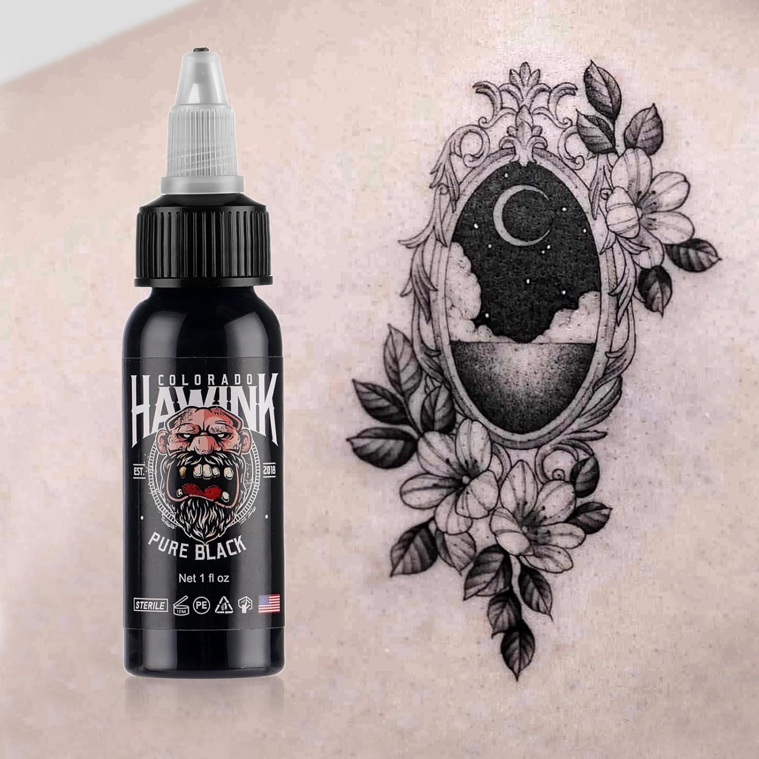 Tinta de Tatuaje Negra HAWINK 30ml Pigmento Profesional