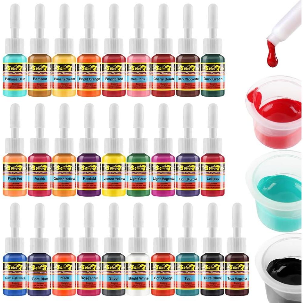 Juego de Tinta para Tatuajes Solong 28 Colores 5ml Profesional