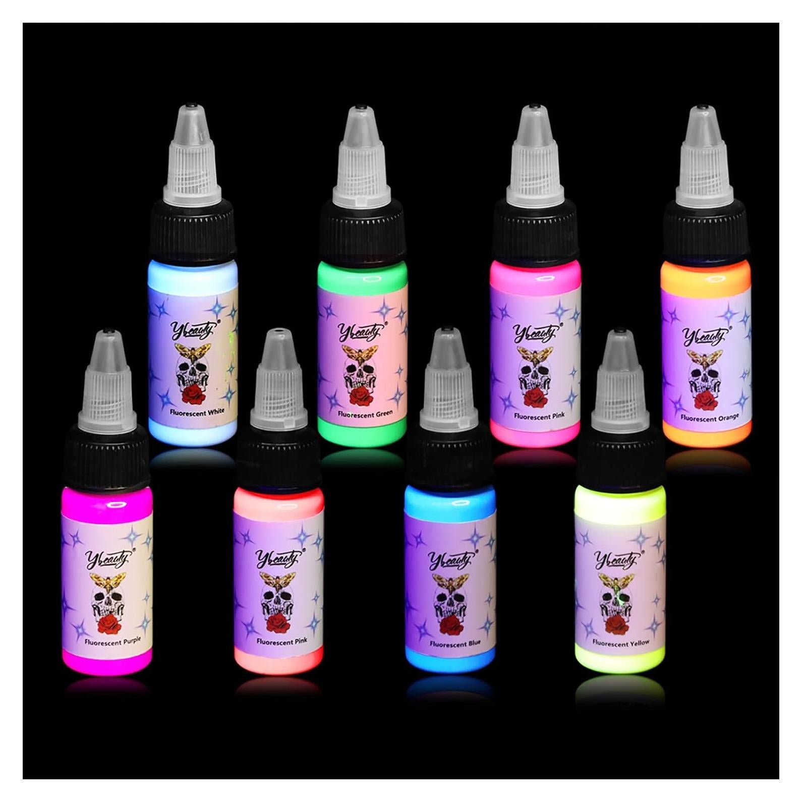 Juego de Tinta para Tatuajes Ybeauty 8 Colores 15ml Fluorescente