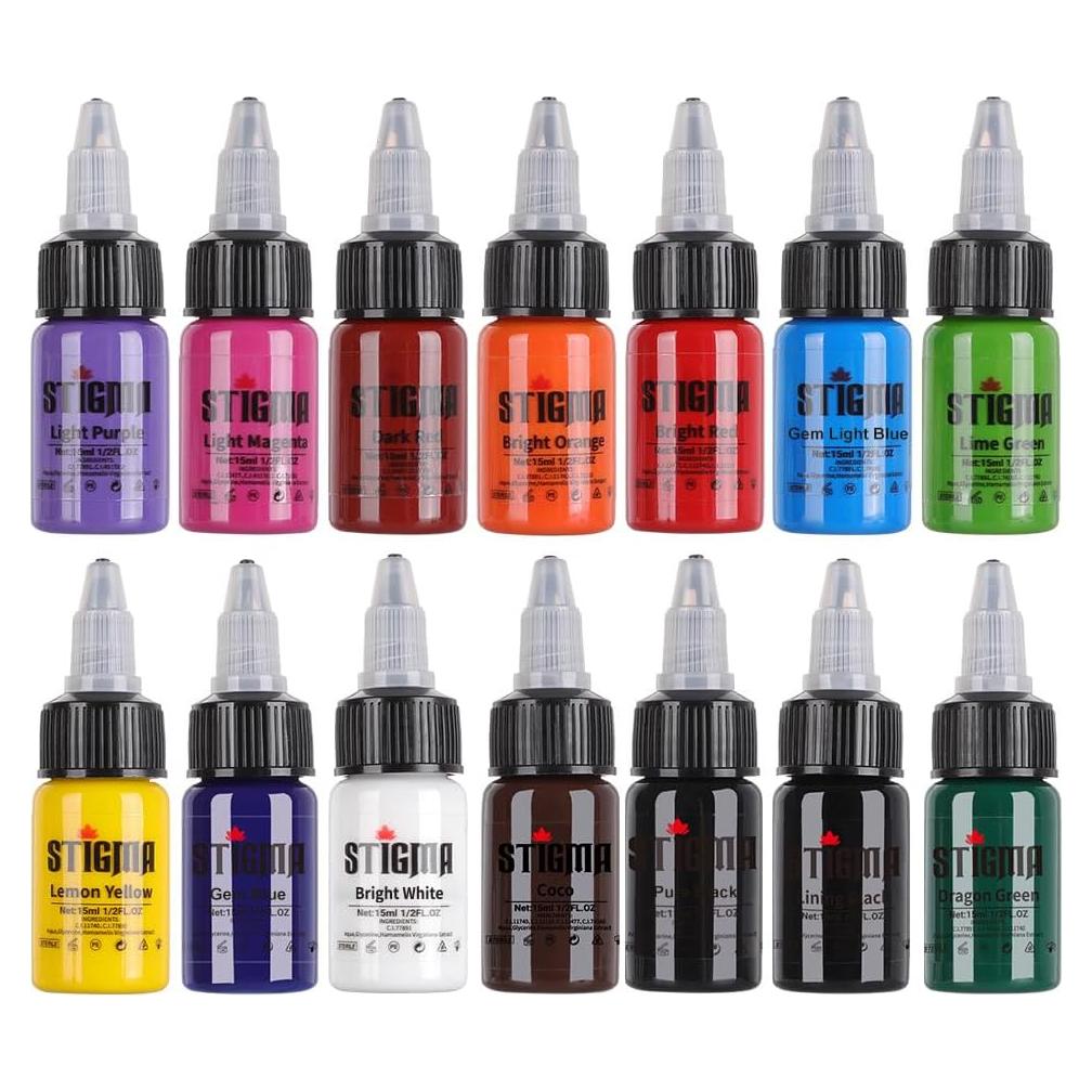 Juego de Tinta para Tatuajes STIGMA 14 Colores 15 ml