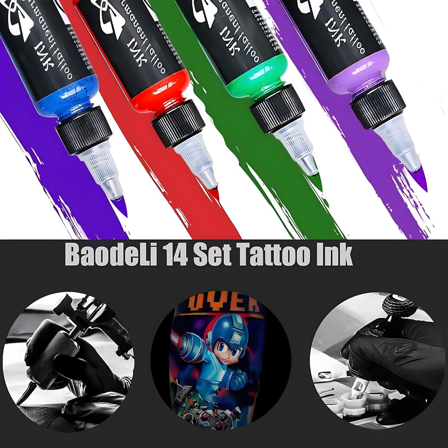 Set de Tinta de Tatuaje 14 Colores BAODELI 30ml cada uno