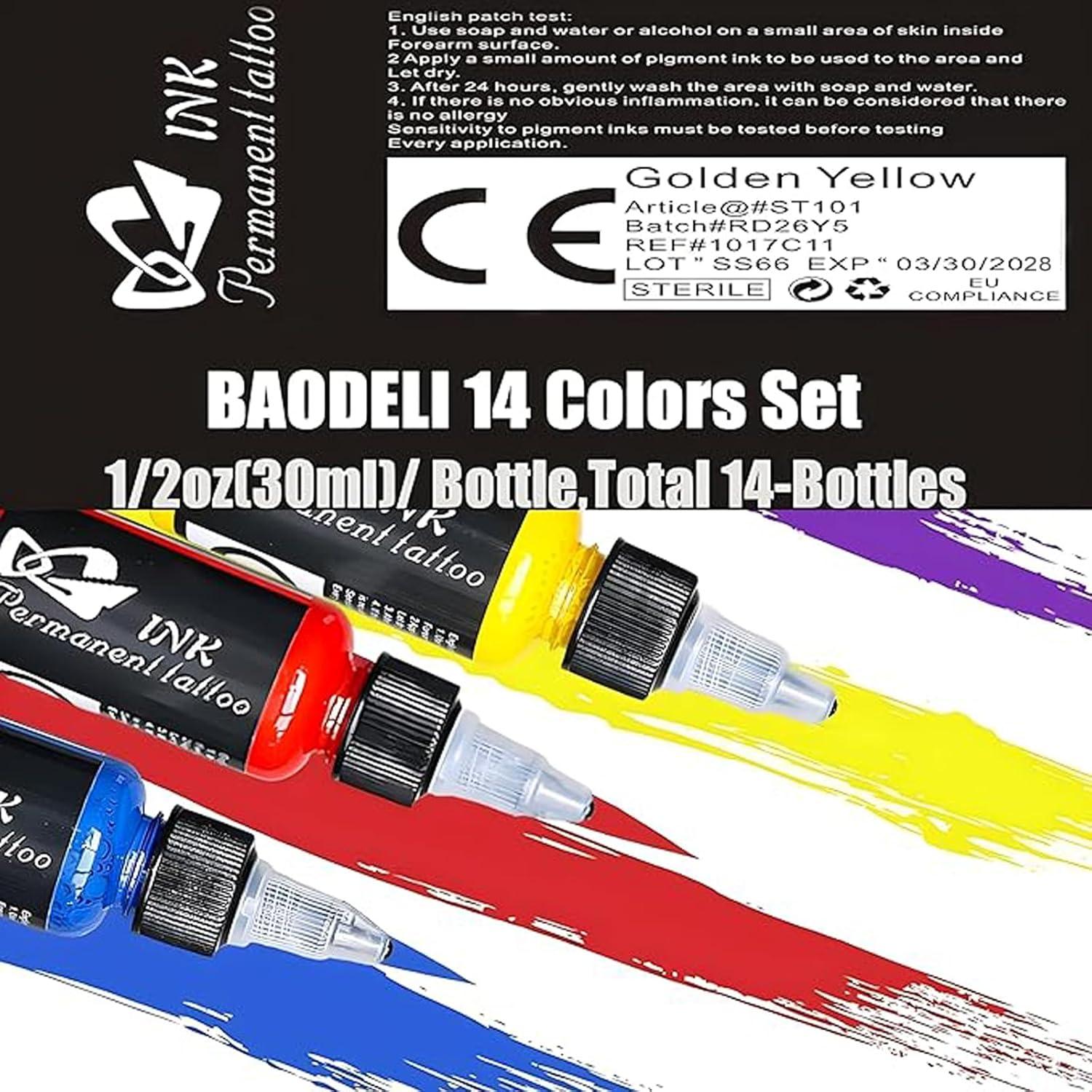Set de Tinta de Tatuaje 14 Colores BAODELI 30ml cada uno