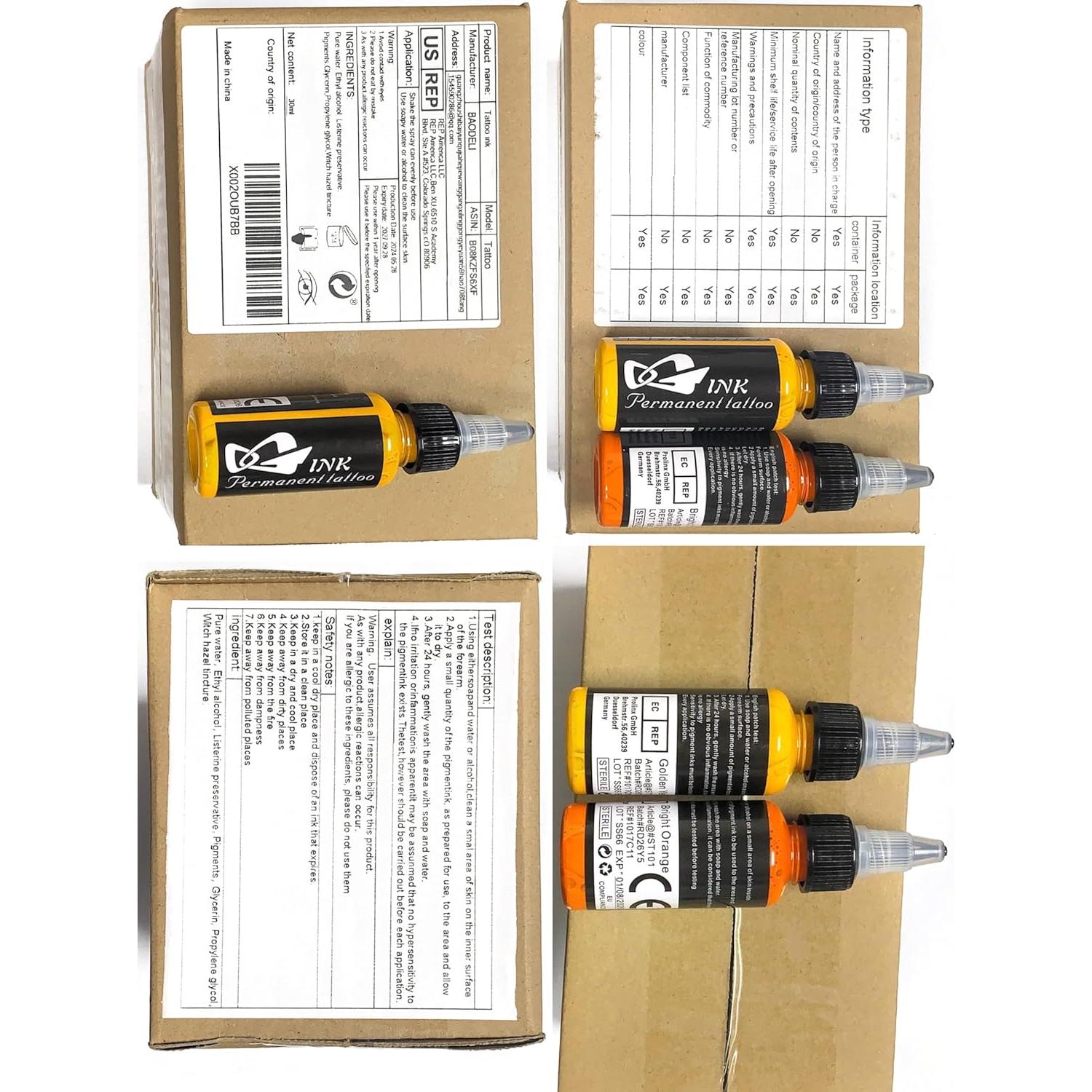 Set de Tinta de Tatuaje 14 Colores BAODELI 30ml cada uno