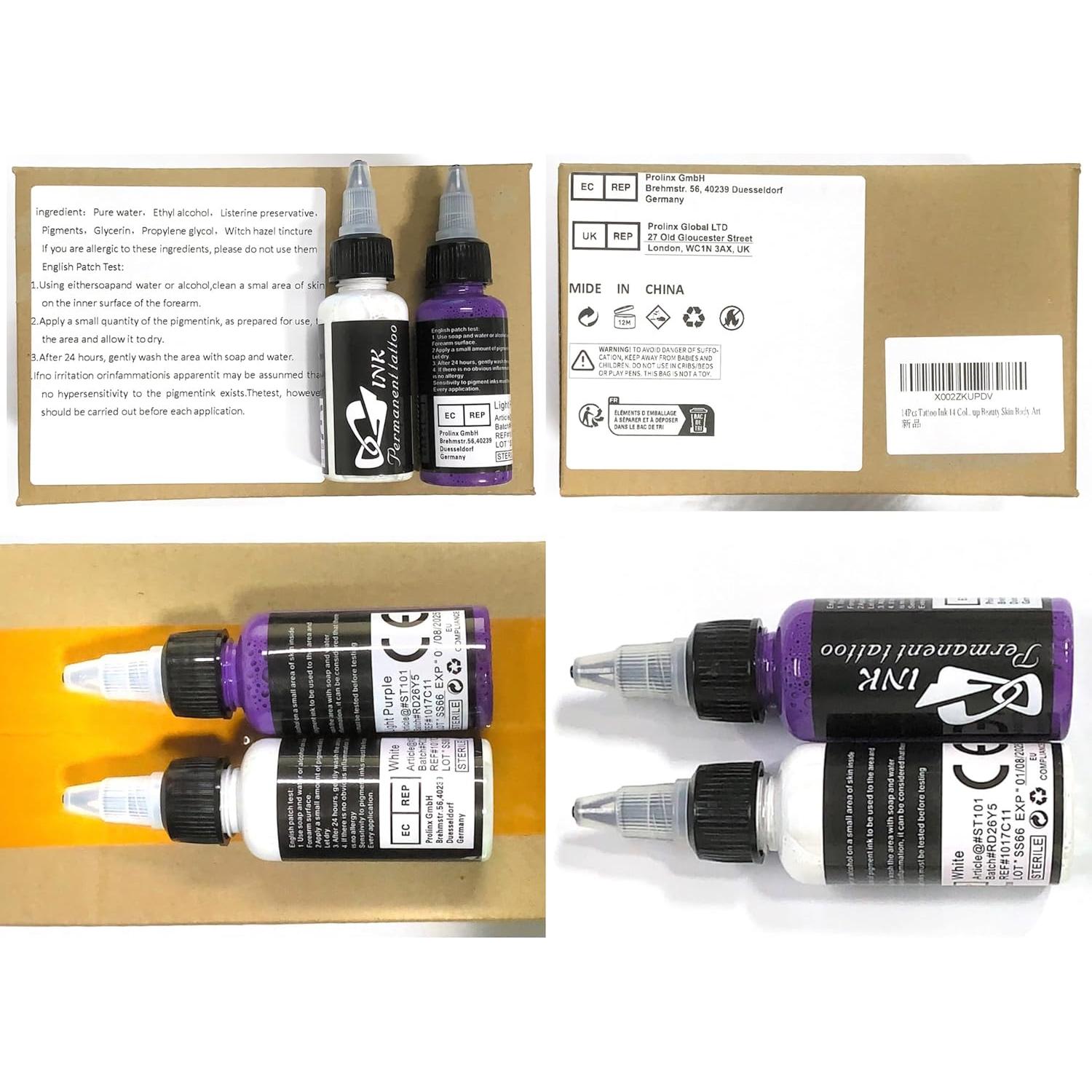 Set de Tinta de Tatuaje 14 Colores BAODELI 30ml cada uno