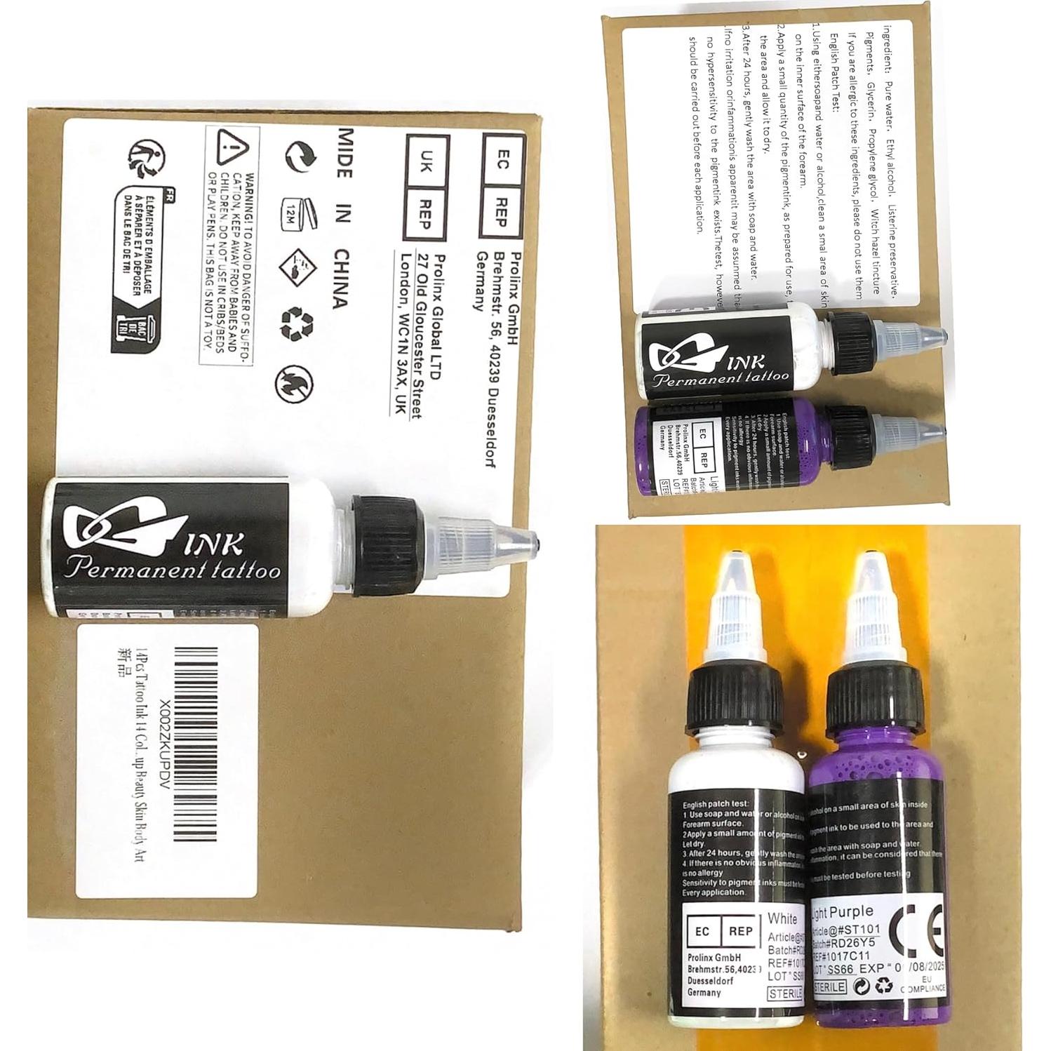 Set de Tinta de Tatuaje 14 Colores BAODELI 30ml cada uno