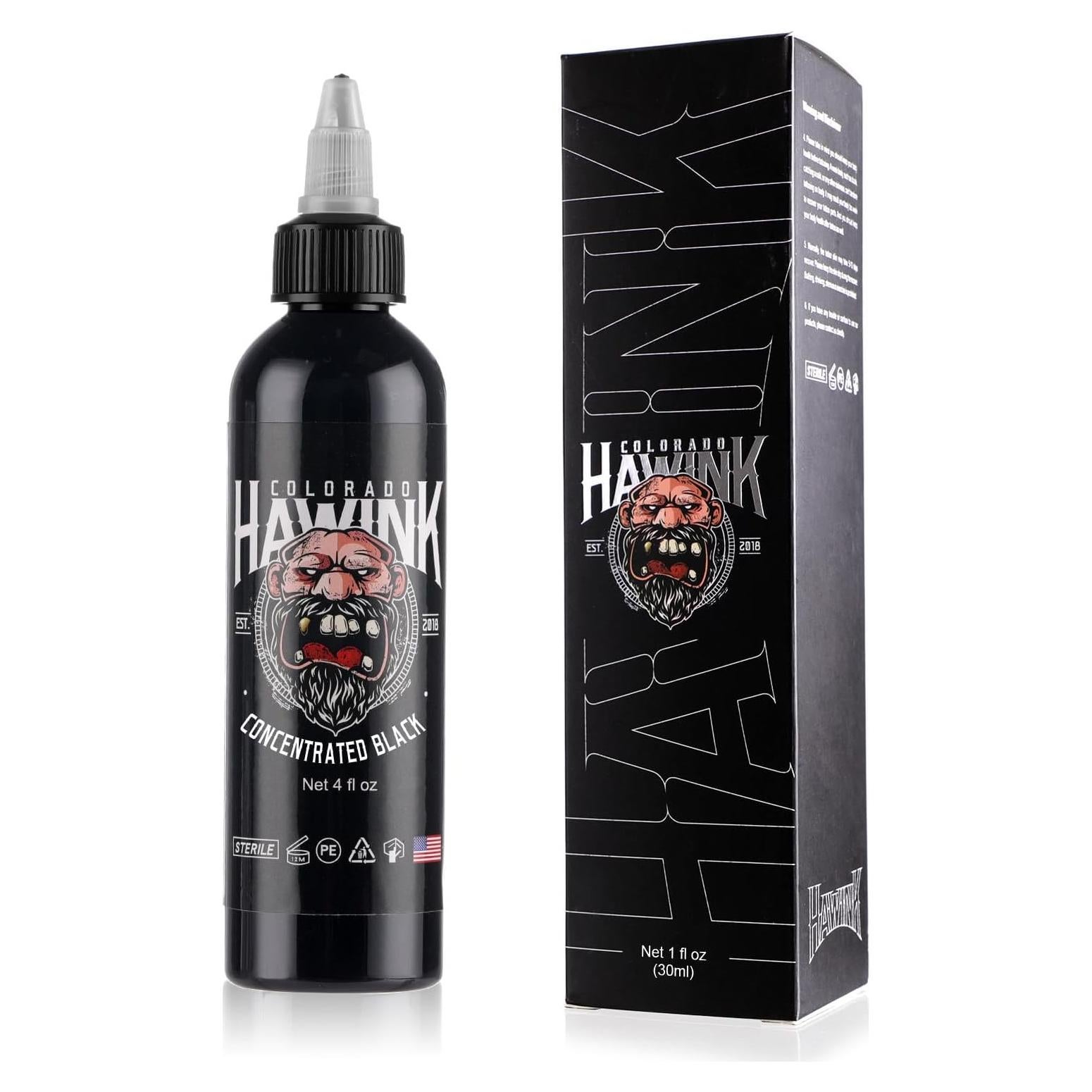 Tinta de Tatuaje Negra HAWINK 120ml Pigmento Profesional