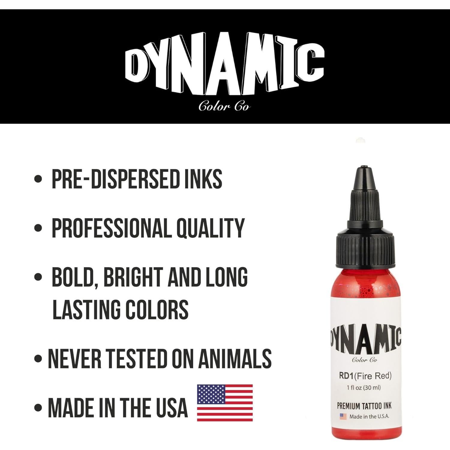 Tinta para Tatuajes Dynamic Color Co Rojo Fuego 30ml Vegana