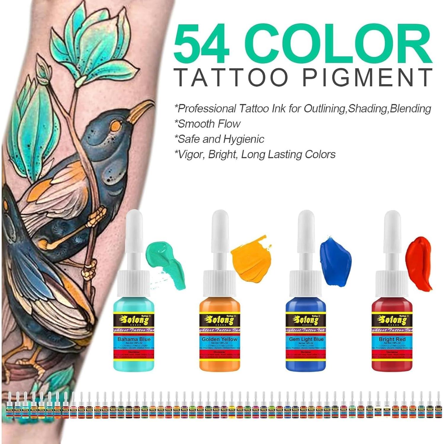 Juego de Tintas para Tatuajes Solong 54 Colores 5ml