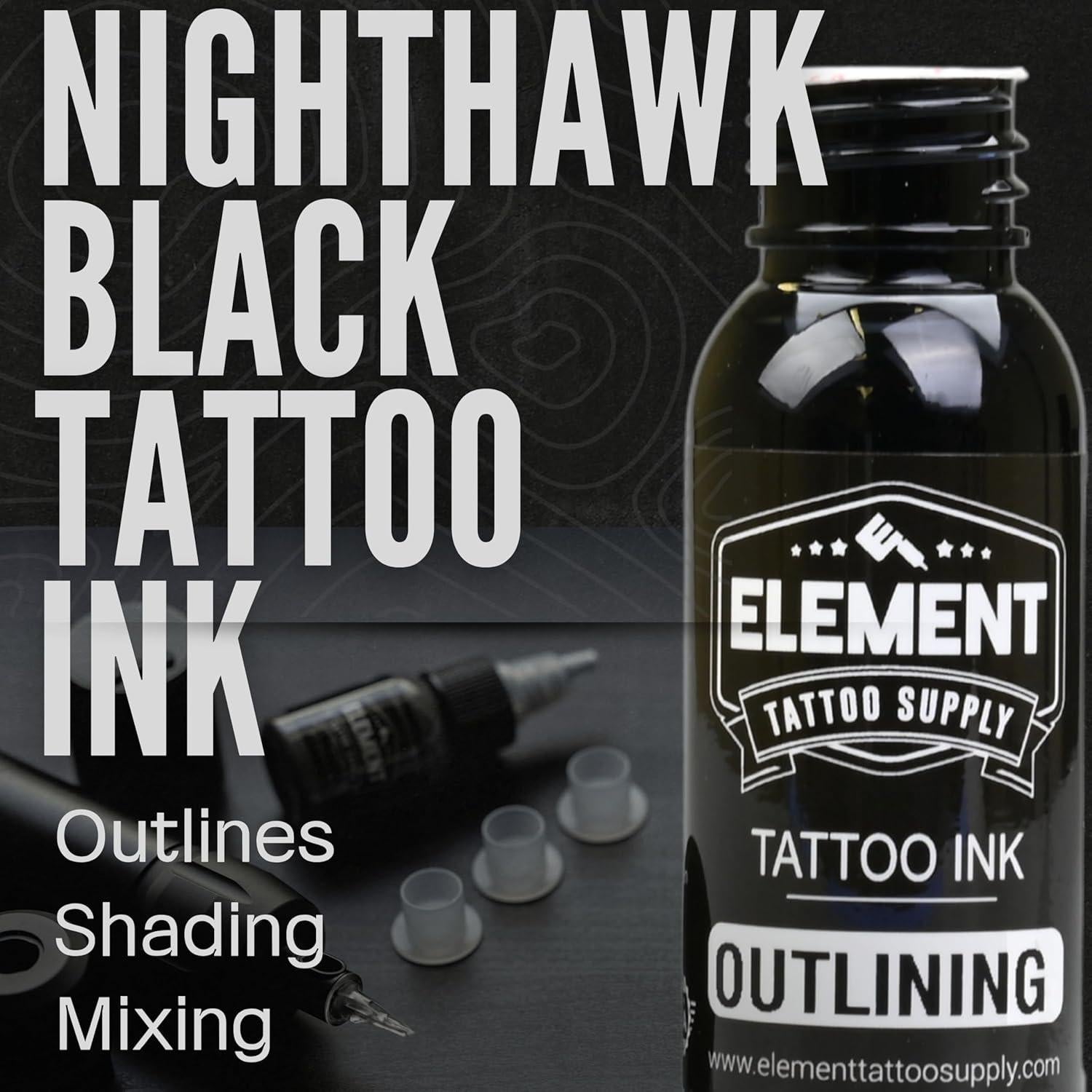 Tinta negra para tatuajes Element Nighthawk 29.6 ml vegana