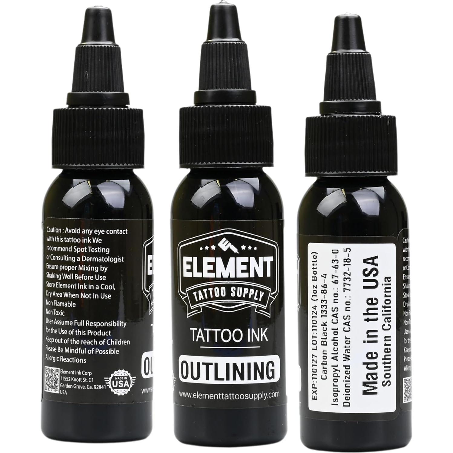 Tinta negra para tatuajes Element Nighthawk 29.6 ml vegana