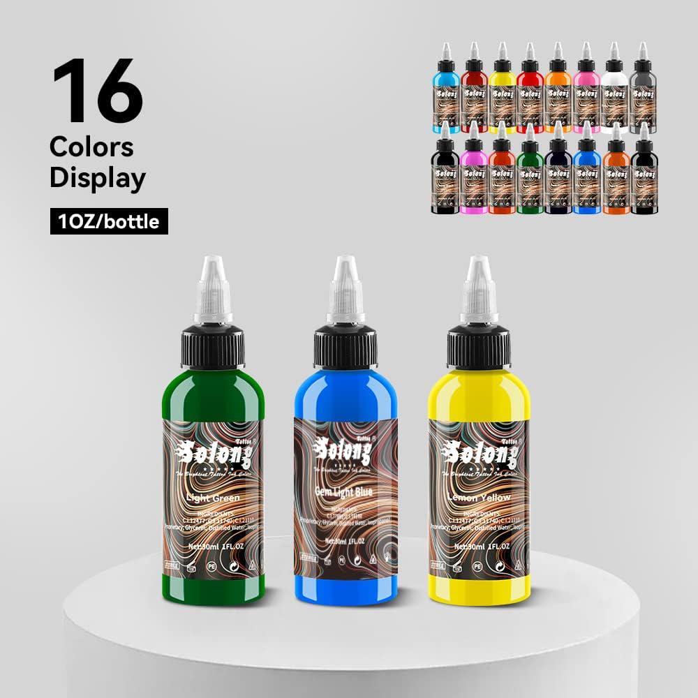 Kit de Tinta para Tatuajes Solong 16 Colores 30ml Profesional