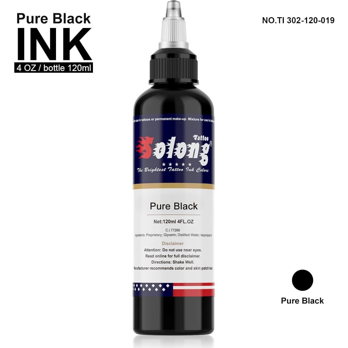 Tinta de Tatuaje Negra Nazzor 120ml para Sombreado y Contorno