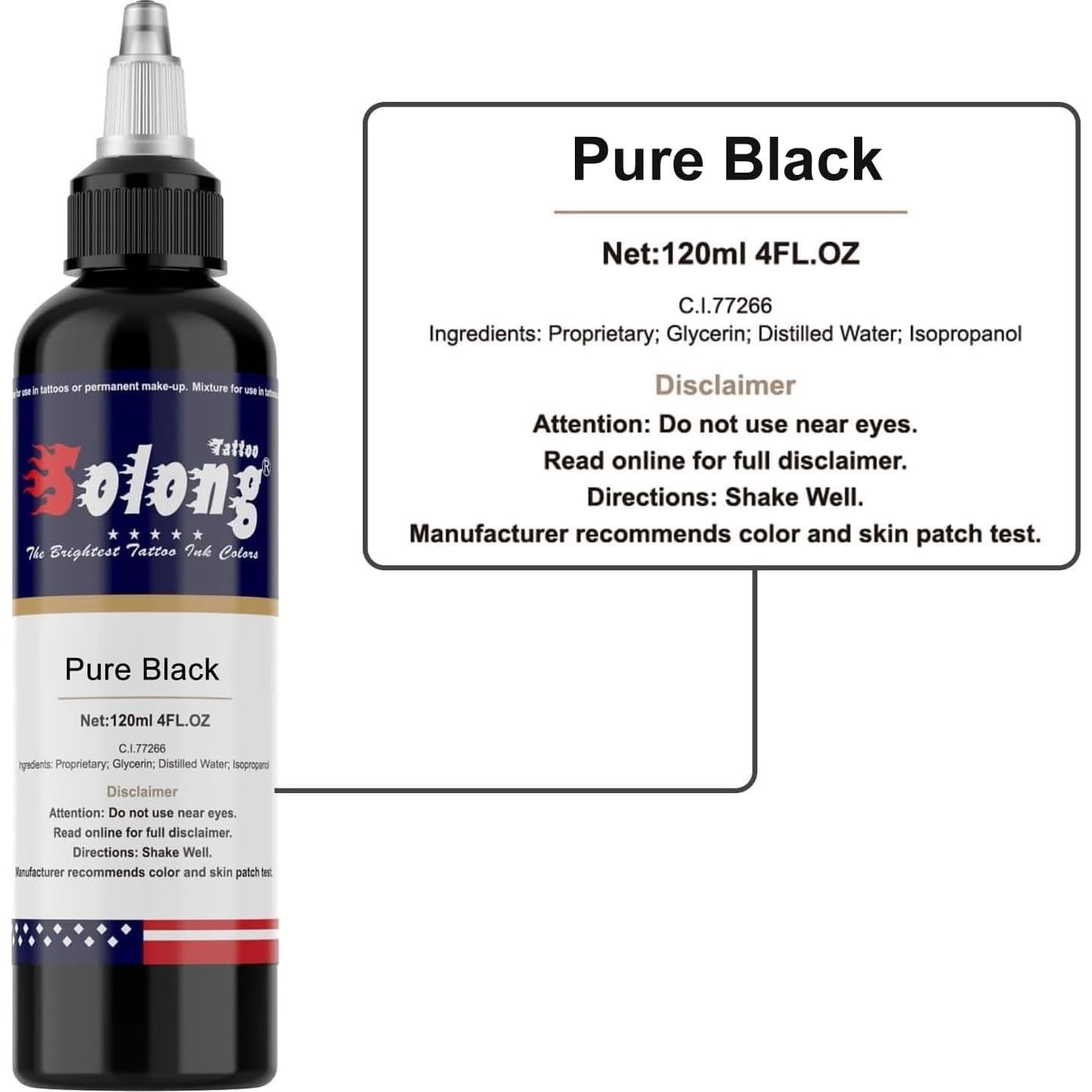 Tinta de Tatuaje Negra Nazzor 120ml para Sombreado y Contorno
