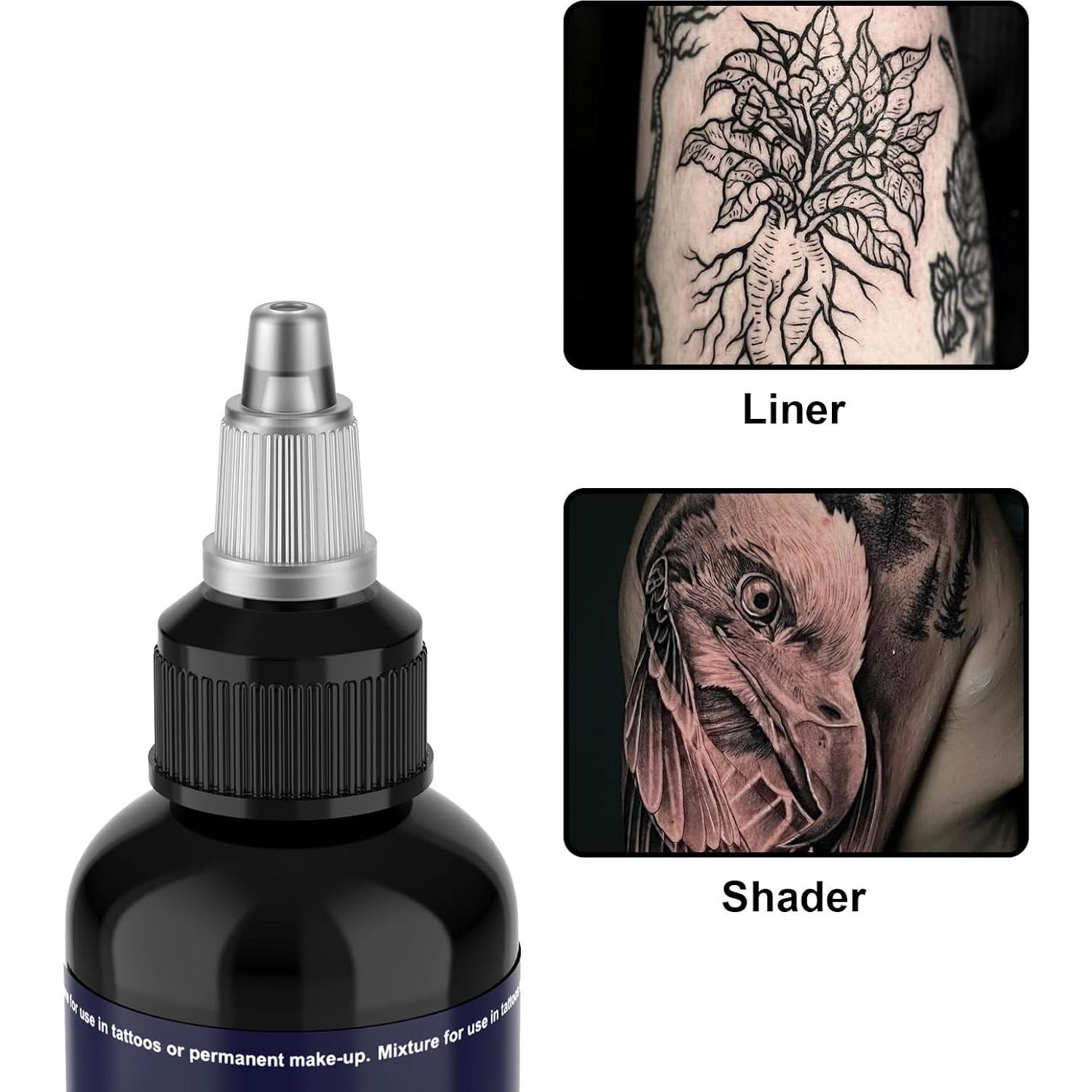 Tinta de Tatuaje Negra Nazzor 120ml para Sombreado y Contorno