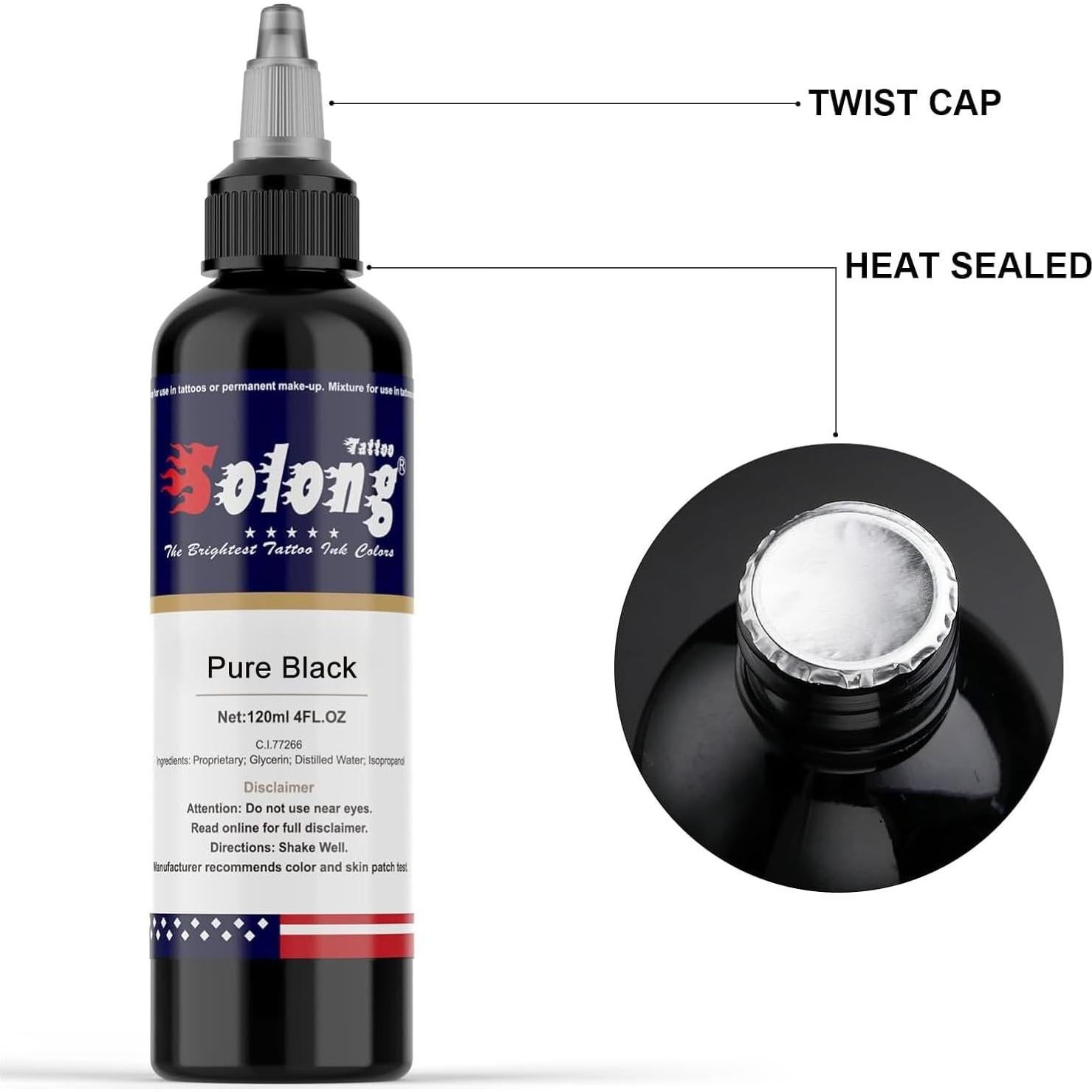 Tinta de Tatuaje Negra Nazzor 120ml para Sombreado y Contorno