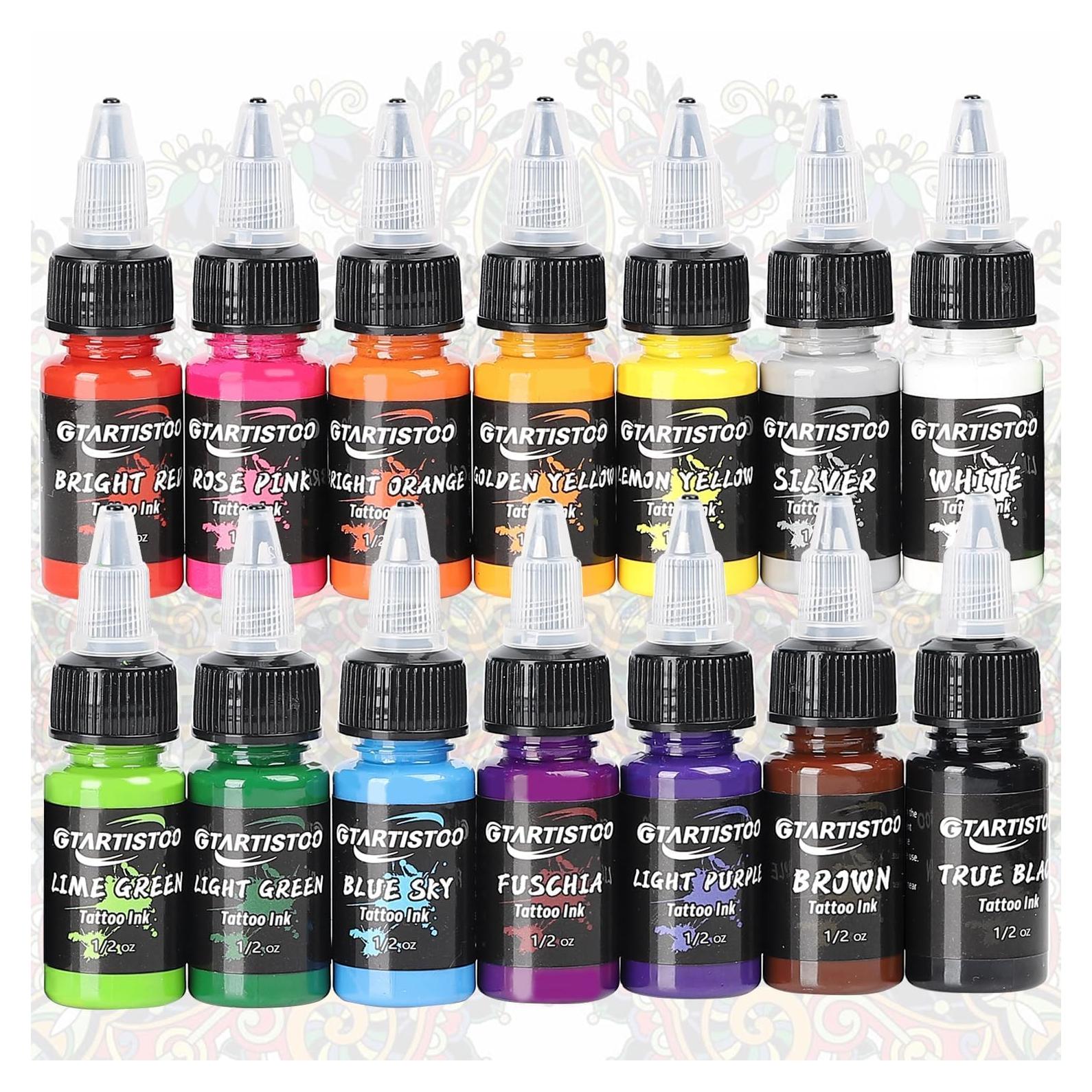 Juego de Tinta para Tatuajes Profesional GTARTISTOO 14 Colores 15ml