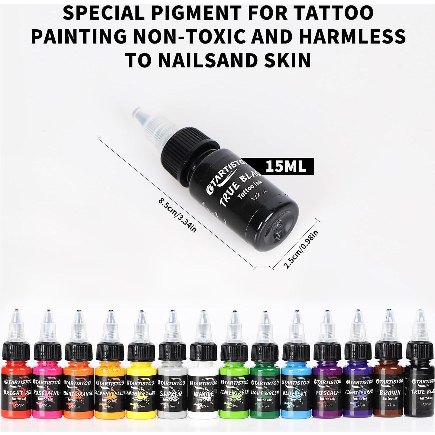 Juego de Tinta para Tatuajes Profesional GTARTISTOO 14 Colores 15ml