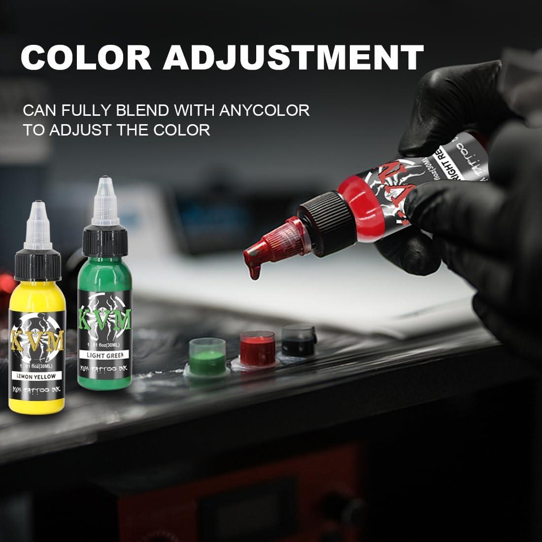 Juego de Tinta para Tatuajes KVM 14 Colores 30ml Flujo Suave