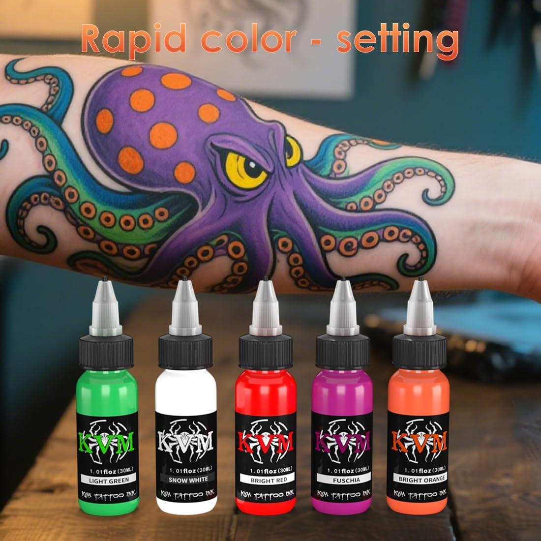 Juego de Tinta para Tatuajes KVM 14 Colores 30ml Flujo Suave