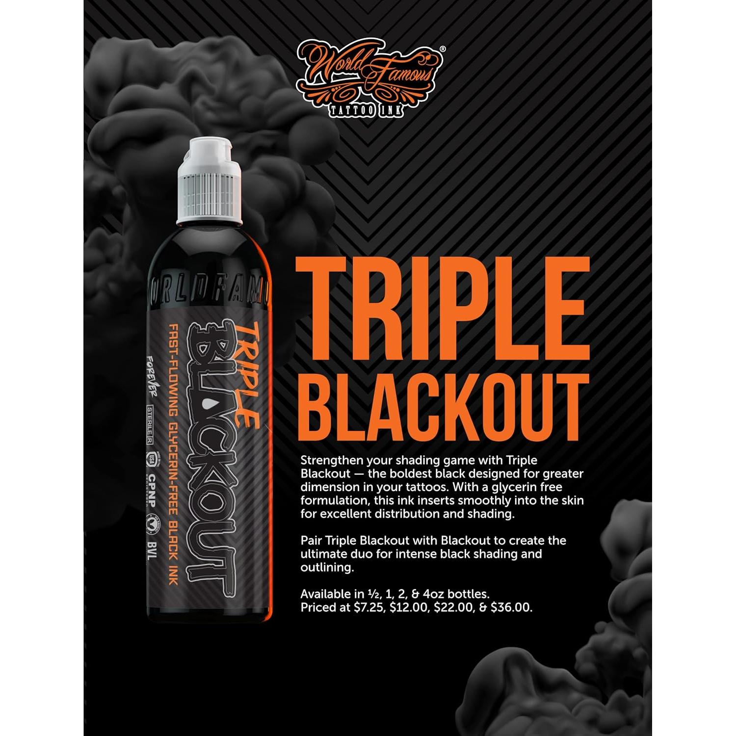 Tinta de Tatuaje Profesional World Famous Triple Blackout 29.57 ml