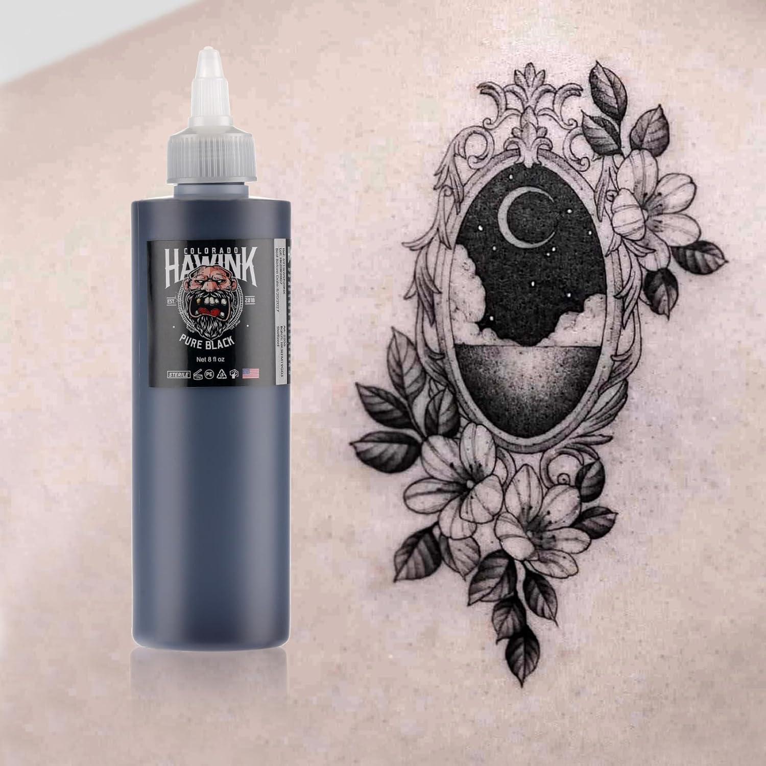 Tinta de Tatuaje Negra HAWINK 240ml Vegana Estándar EE.UU.