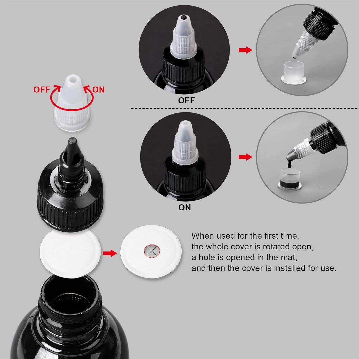 Tinta de Tatuaje Negra HAWINK 240ml Vegana Estándar EE.UU.