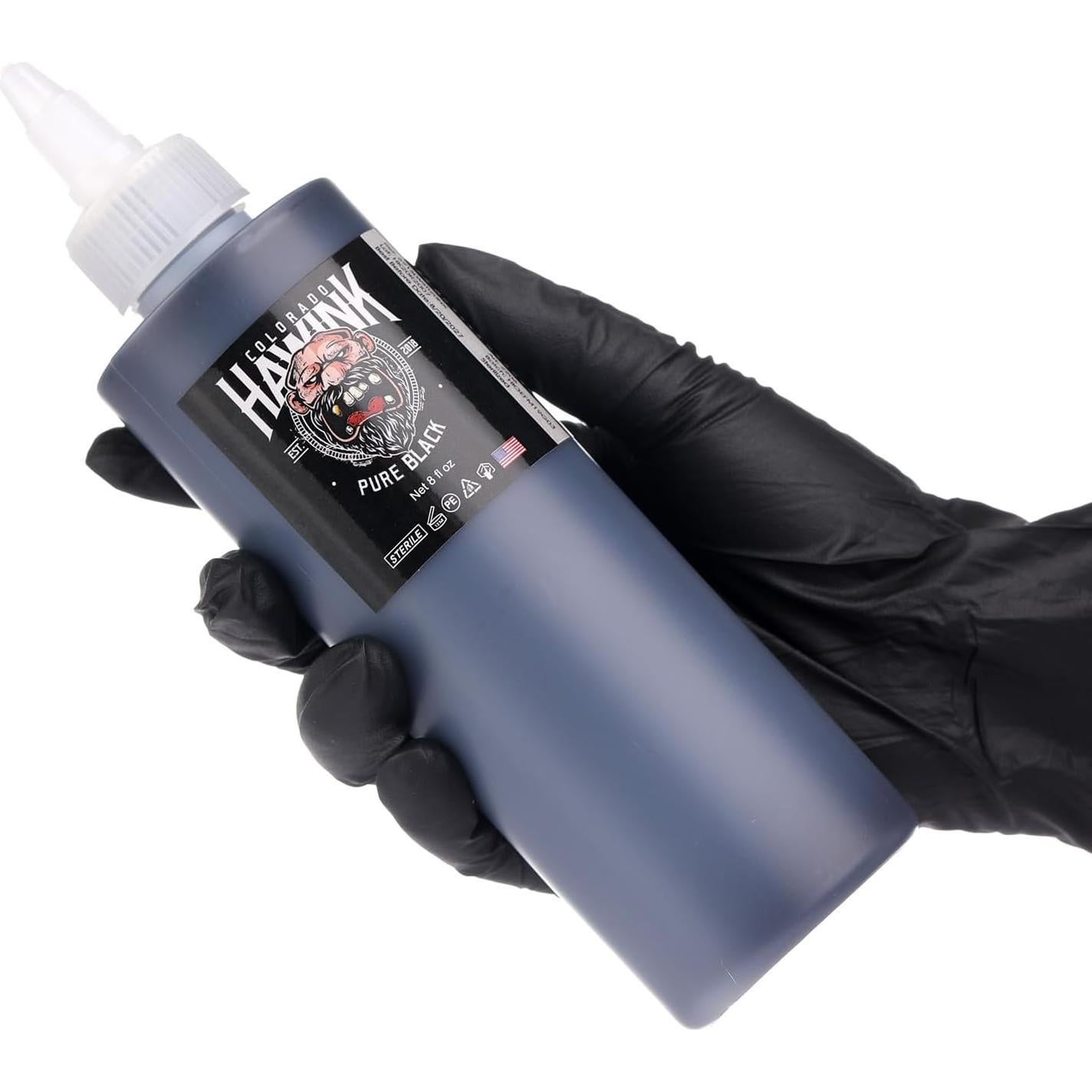 Tinta de Tatuaje Negra HAWINK 240ml Vegana Estándar EE.UU.