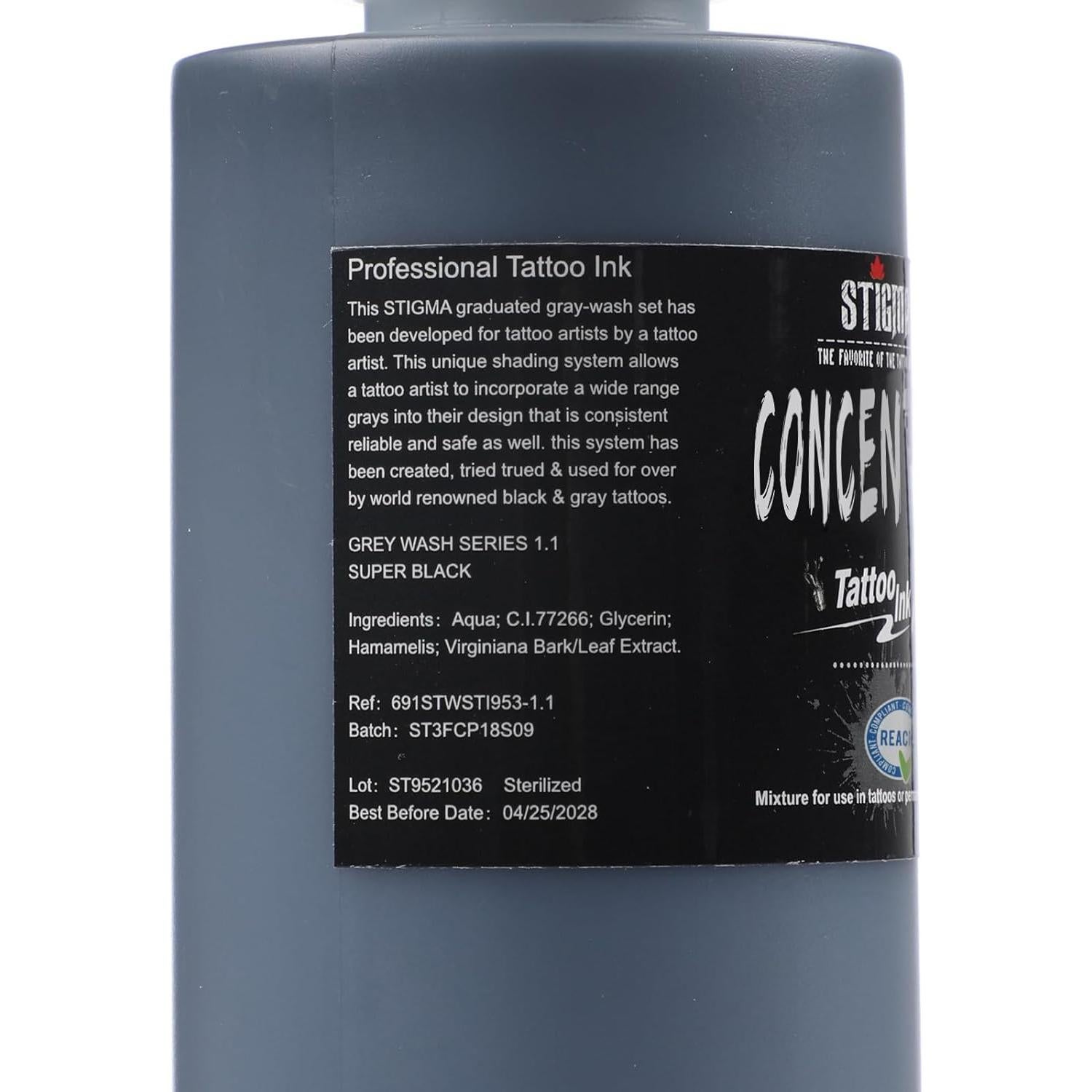 Tinta de Tatuaje Negra STIGMA 240ml Profesional Concentrada