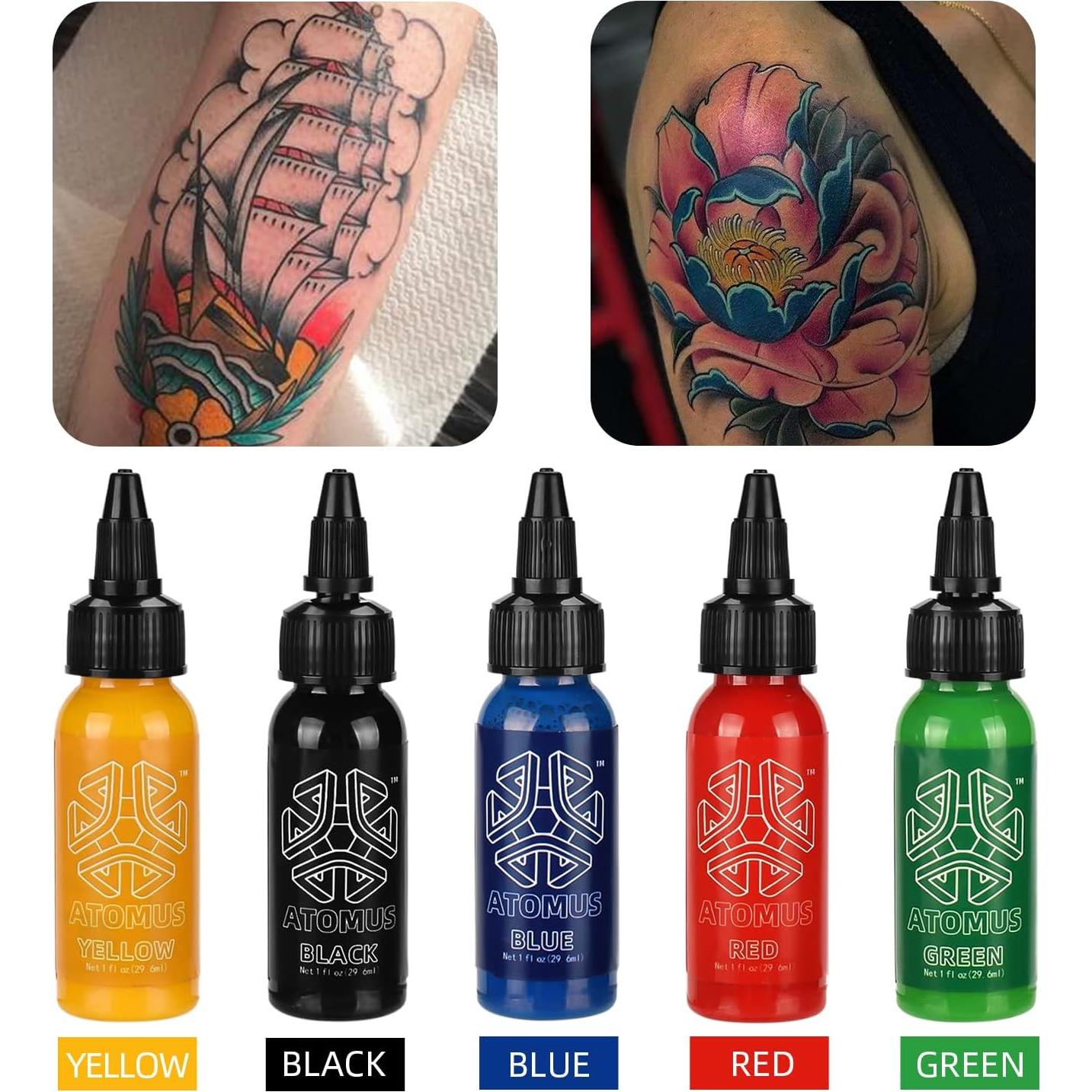 Tinta de Tatuaje ATOMUS 5 Colores 30ml Natural No Tóxica
