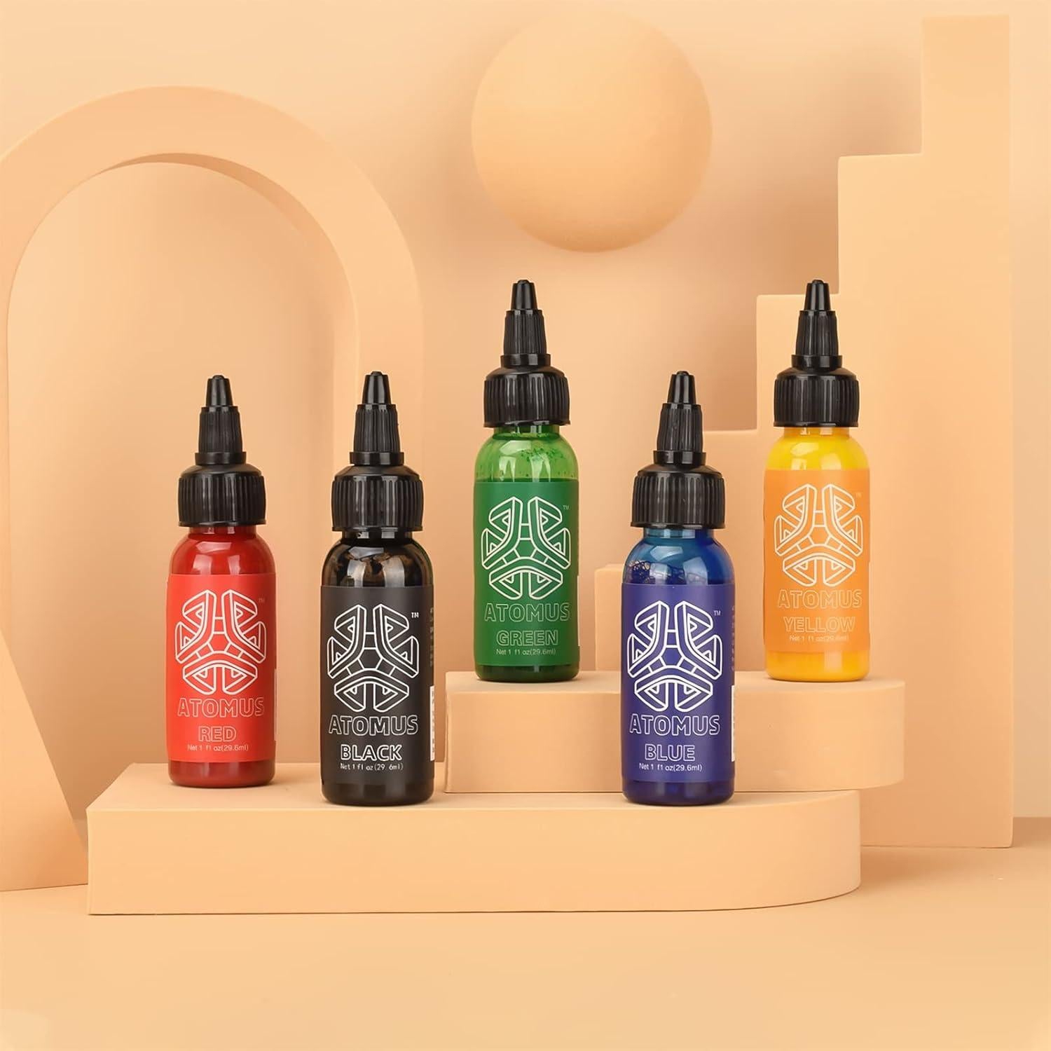 Tinta de Tatuaje ATOMUS 5 Colores 30ml Natural No Tóxica