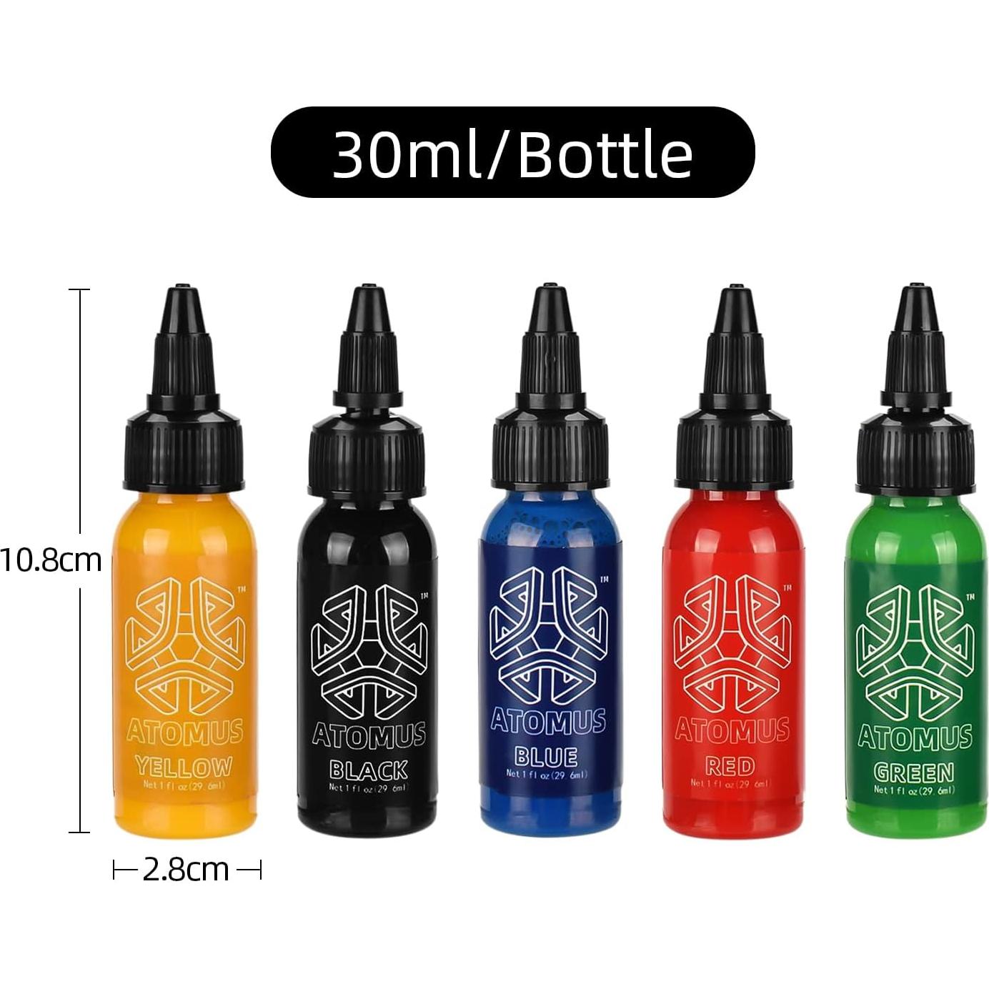 Tinta de Tatuaje ATOMUS 5 Colores 30ml Natural No Tóxica