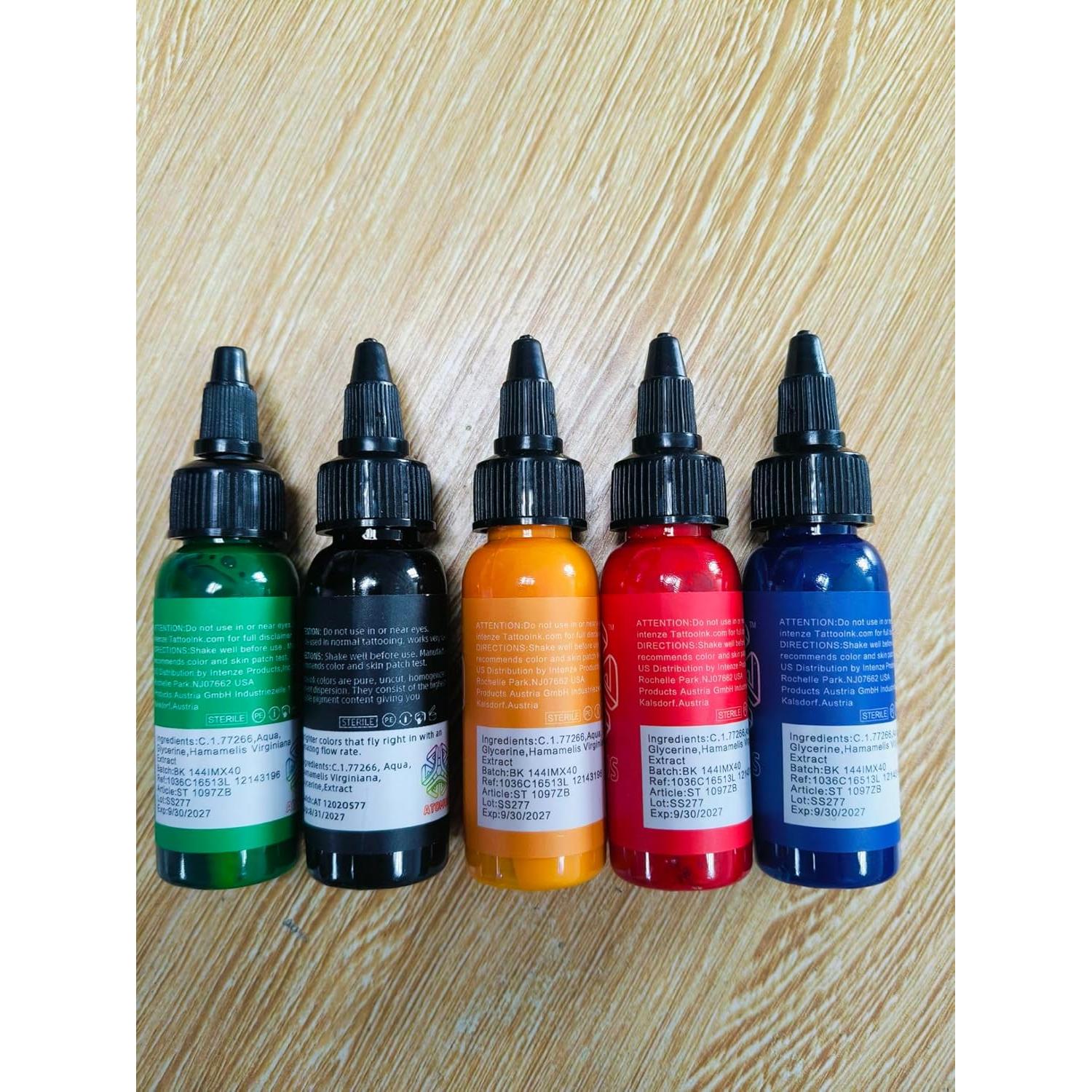 Tinta de Tatuaje ATOMUS 5 Colores 30ml Natural No Tóxica