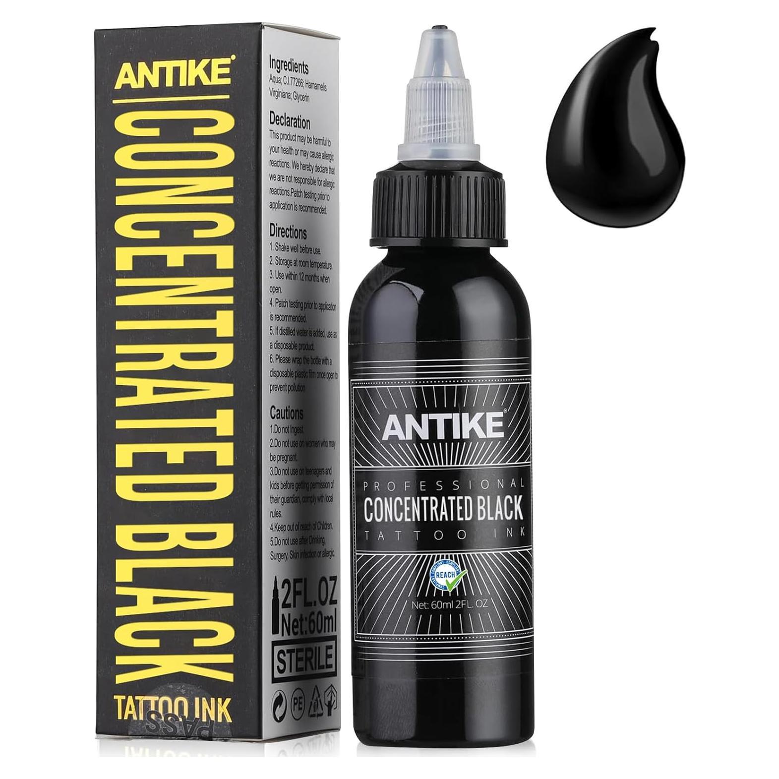 Tinta de Tatuaje Negra ANTIKE 60ml Profesional Concentrada