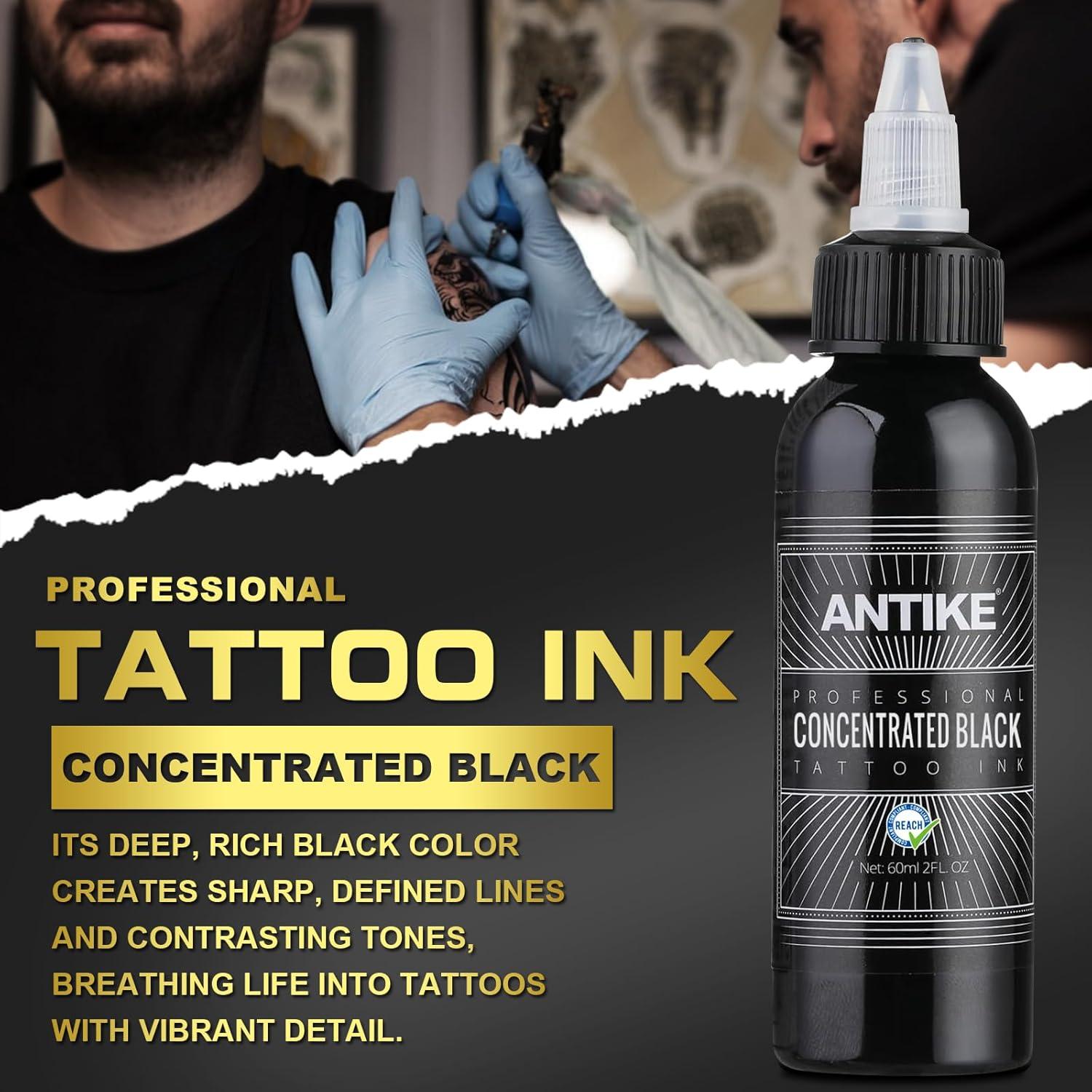 Tinta de Tatuaje Negra ANTIKE 60ml Profesional Concentrada