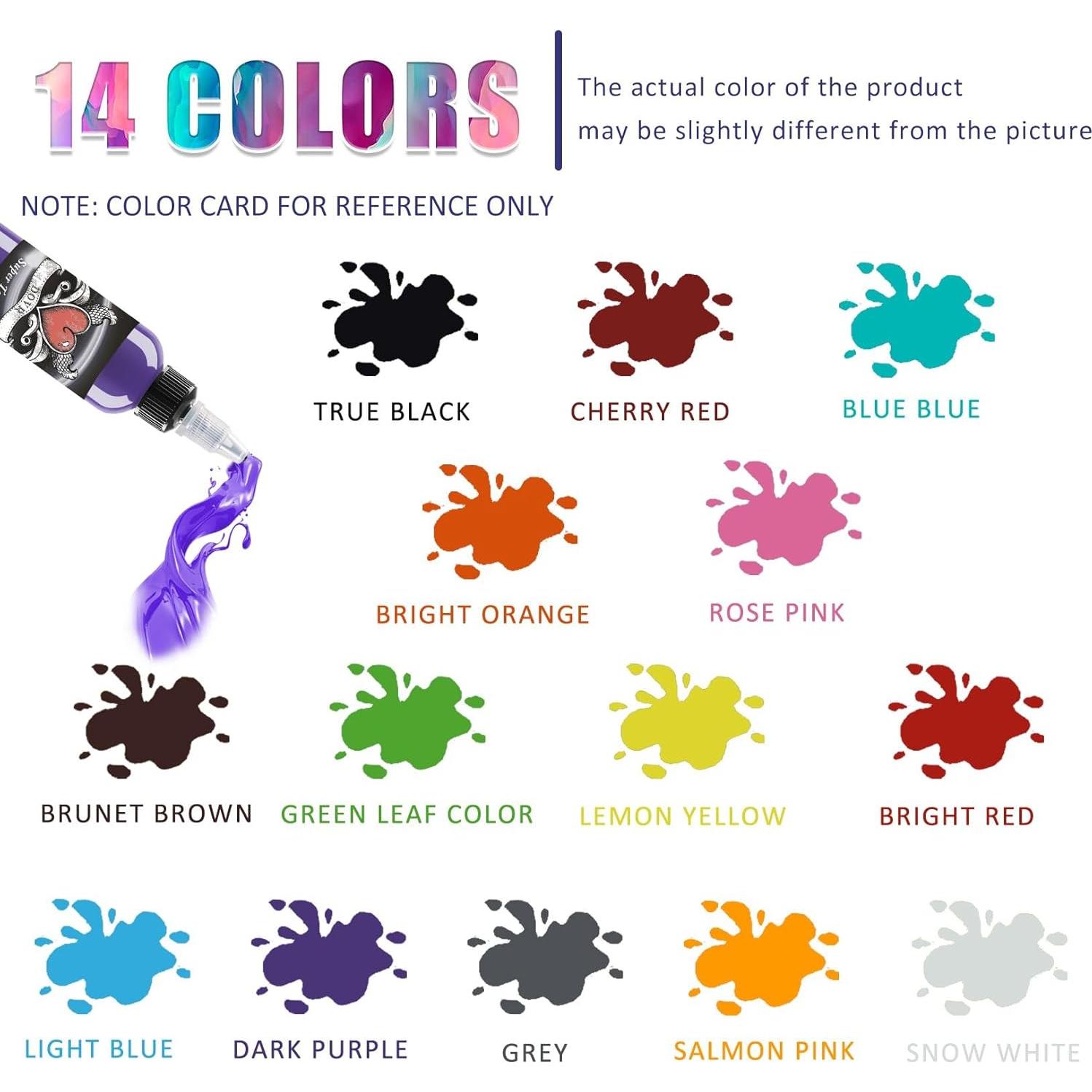 Conjunto de Tinta para Tatuajes BaodeLi 14 Colores 30ml