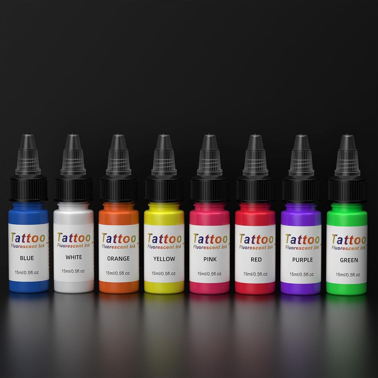 Set de Tinta UV para Tatuajes EIPTWH 8 Colores 15ml