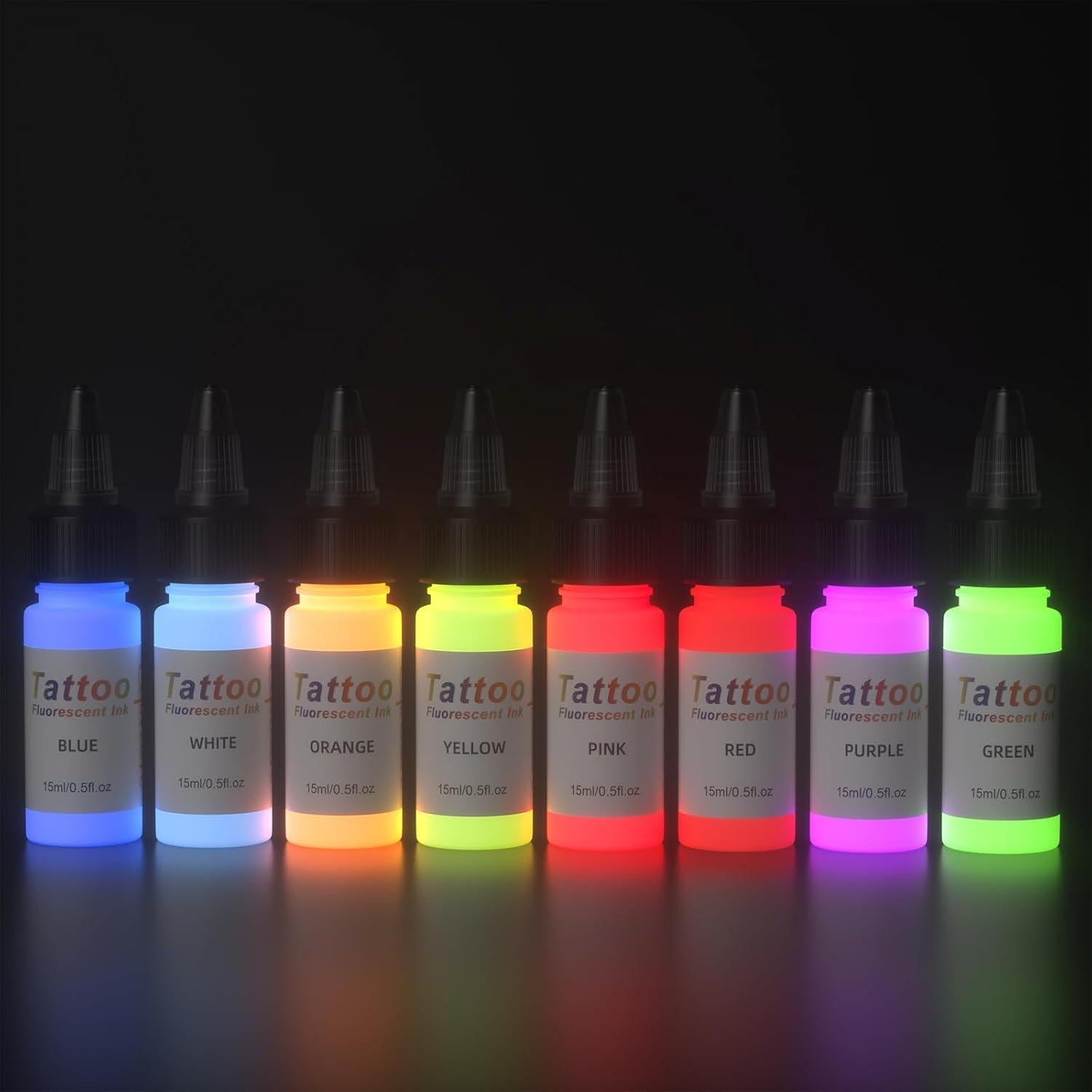 Set de Tinta UV para Tatuajes EIPTWH 8 Colores 15ml