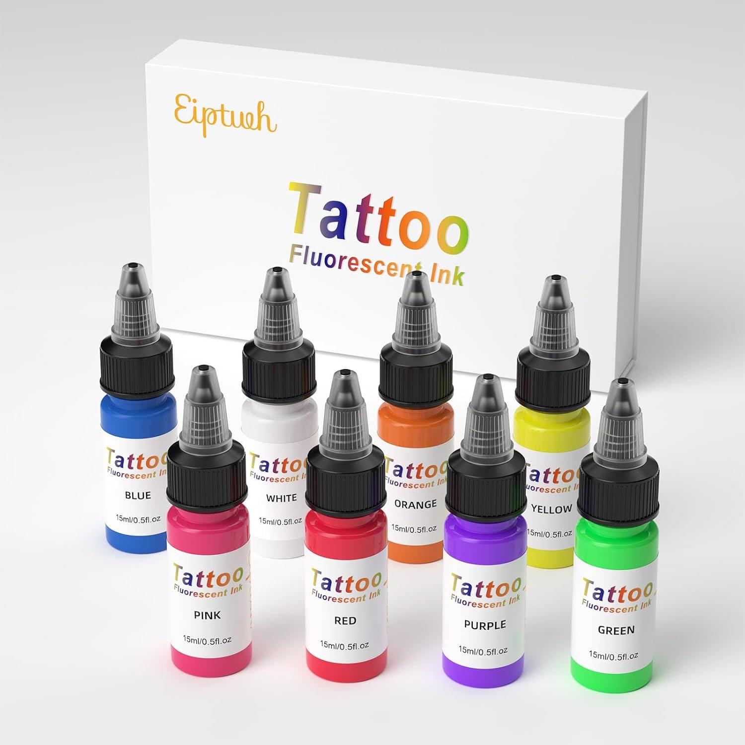 Set de Tinta UV para Tatuajes EIPTWH 8 Colores 15ml