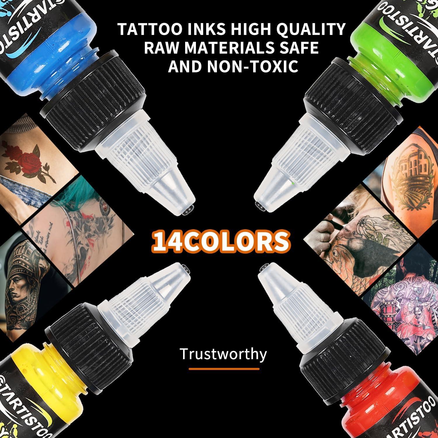 Tattoo-Ink GTARTISTOO Professional Set 1/2OZ (14 Colors, 15ml) Vegan-Friendly Pigment Tattoo-Inks Supplies
