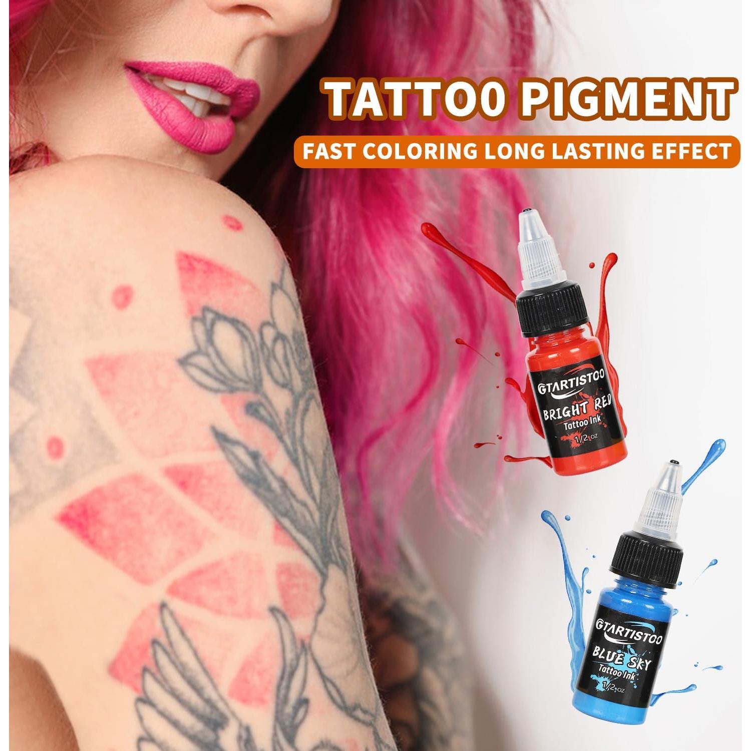 Tattoo-Ink GTARTISTOO Professional Set 1/2OZ (14 Colors, 15ml) Vegan-Friendly Pigment Tattoo-Inks Supplies